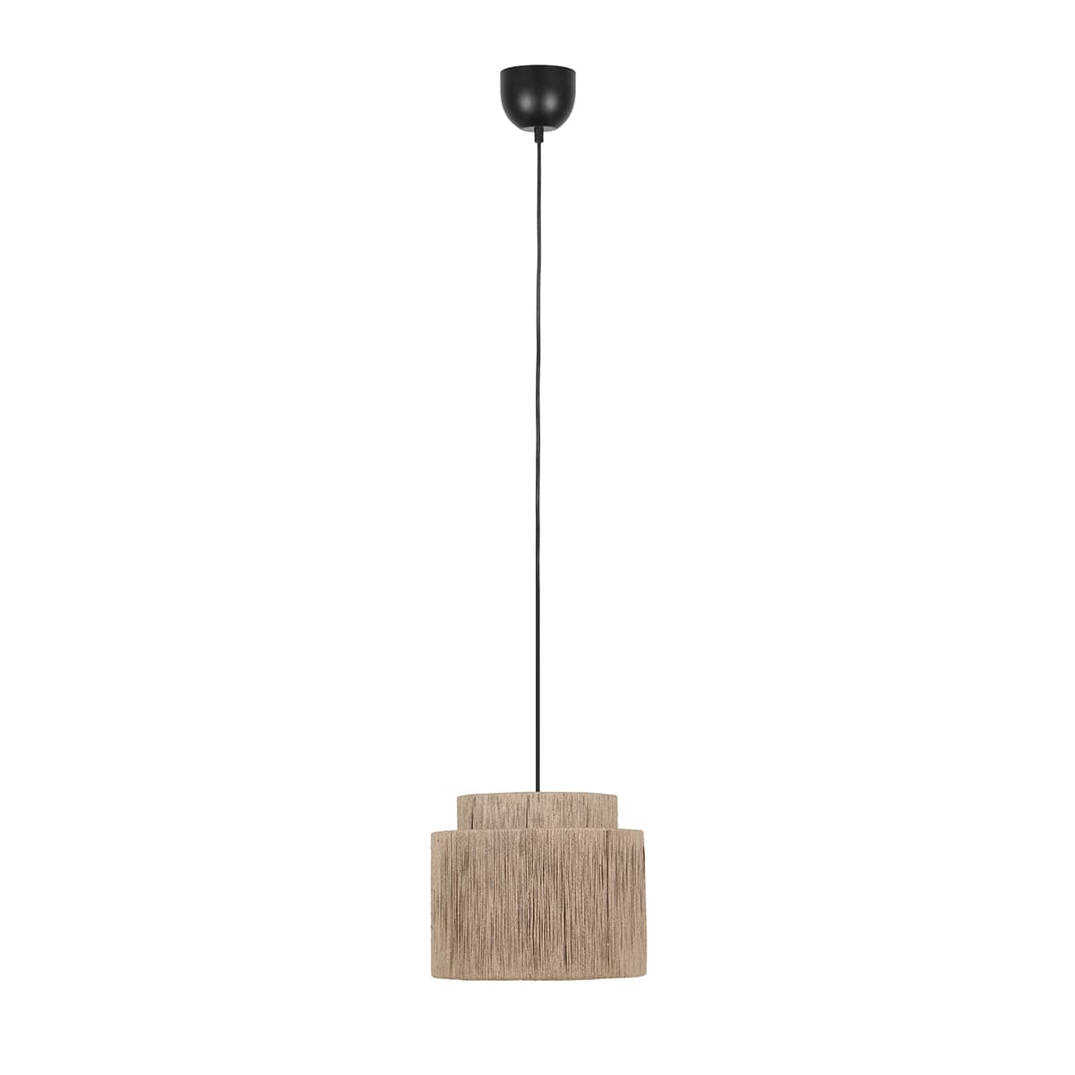 Japandi závesná lampa čierna s hnedým lanom 31cm - Smilla