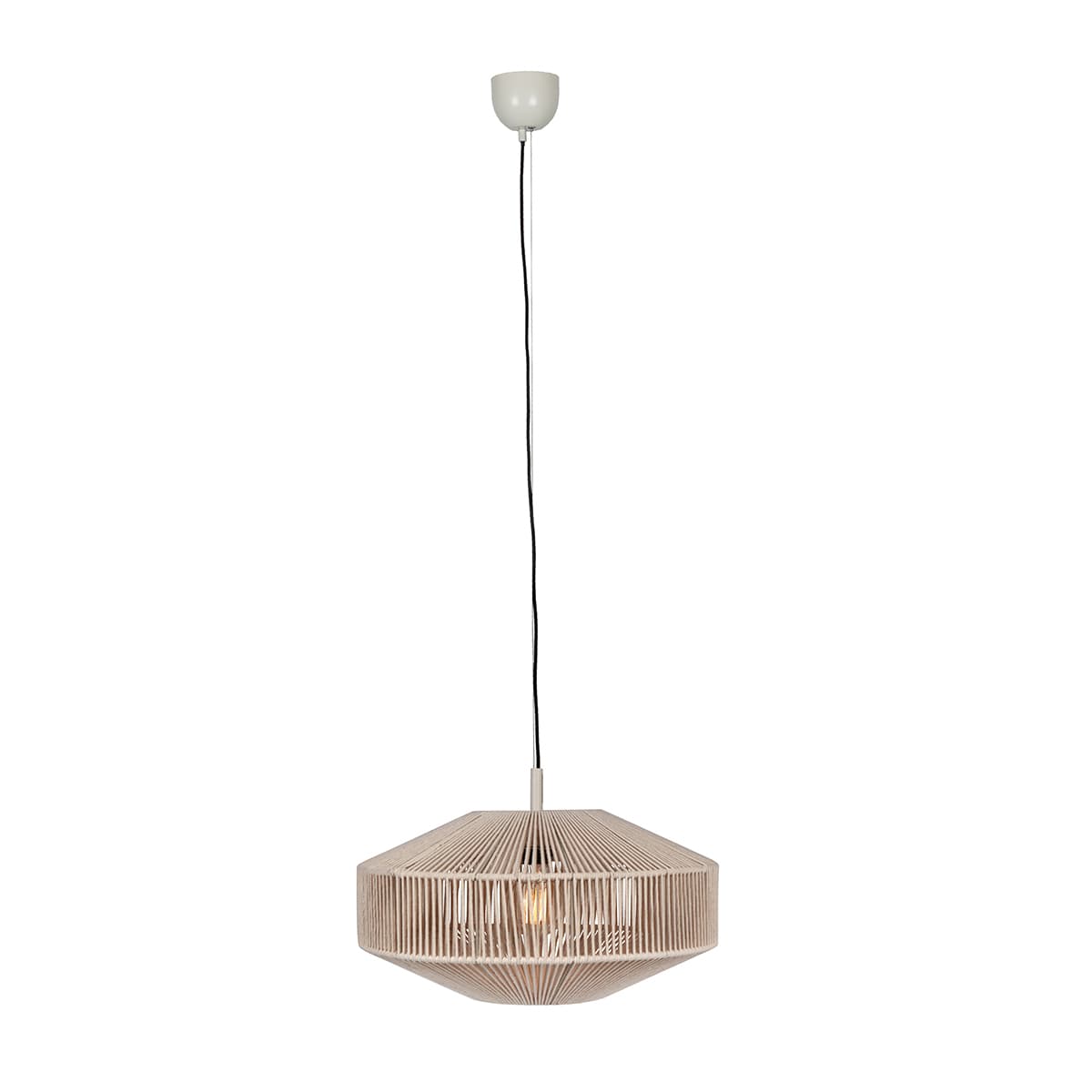 Japandi závesná lampa hnedé lano 46cm - Svea 1