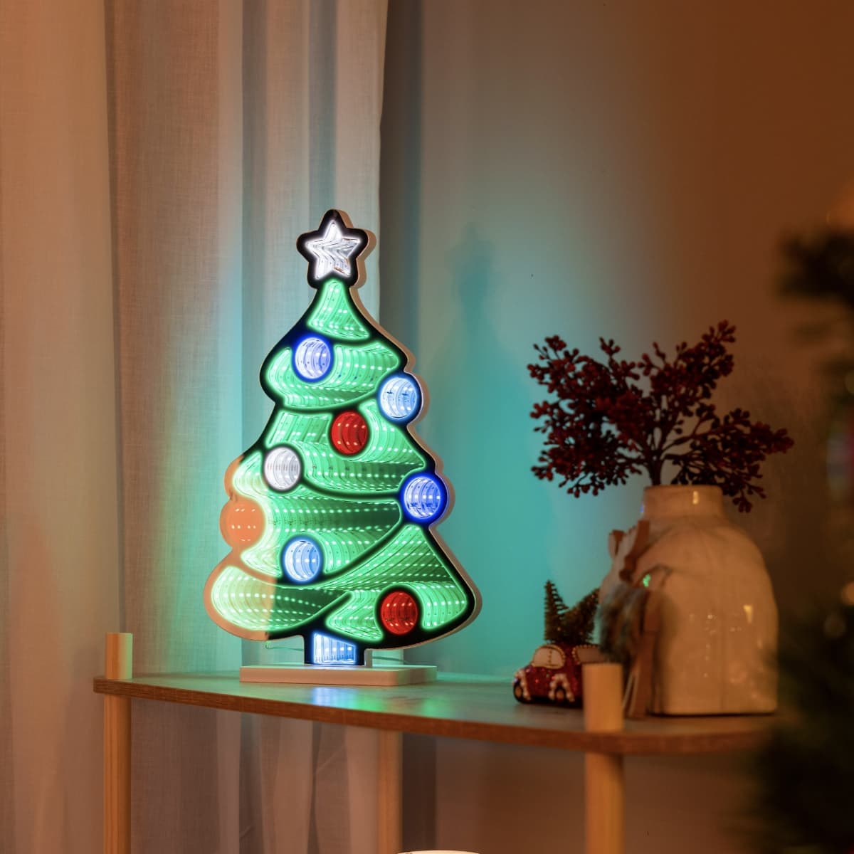 Vianočná stolná lampa Vianočný stromček vrátane LED s časovačom - Infinidade
