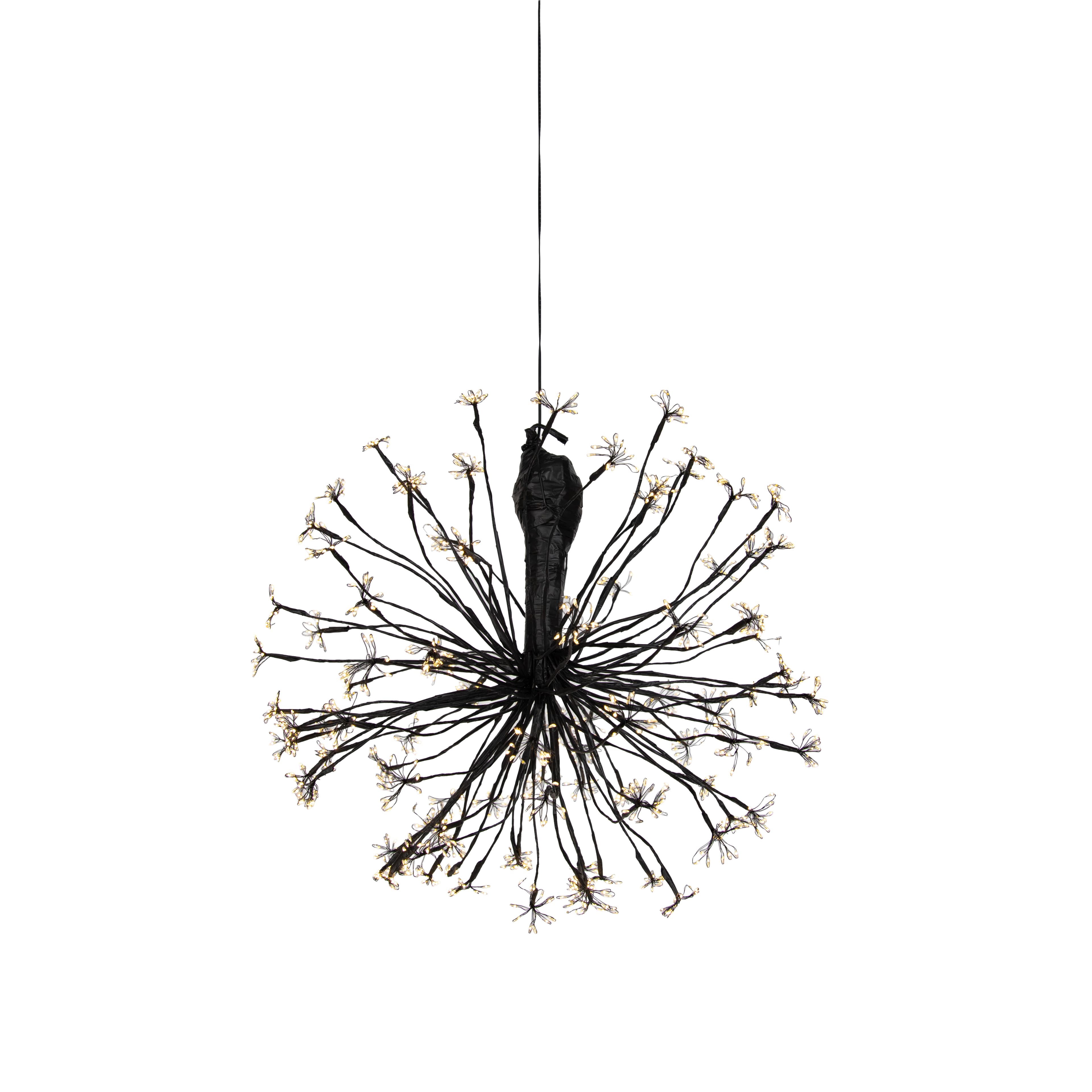 Vianočná závesná lampa guľa čierna 60 cm vrátane LED s časovačom IP44 - Nobu