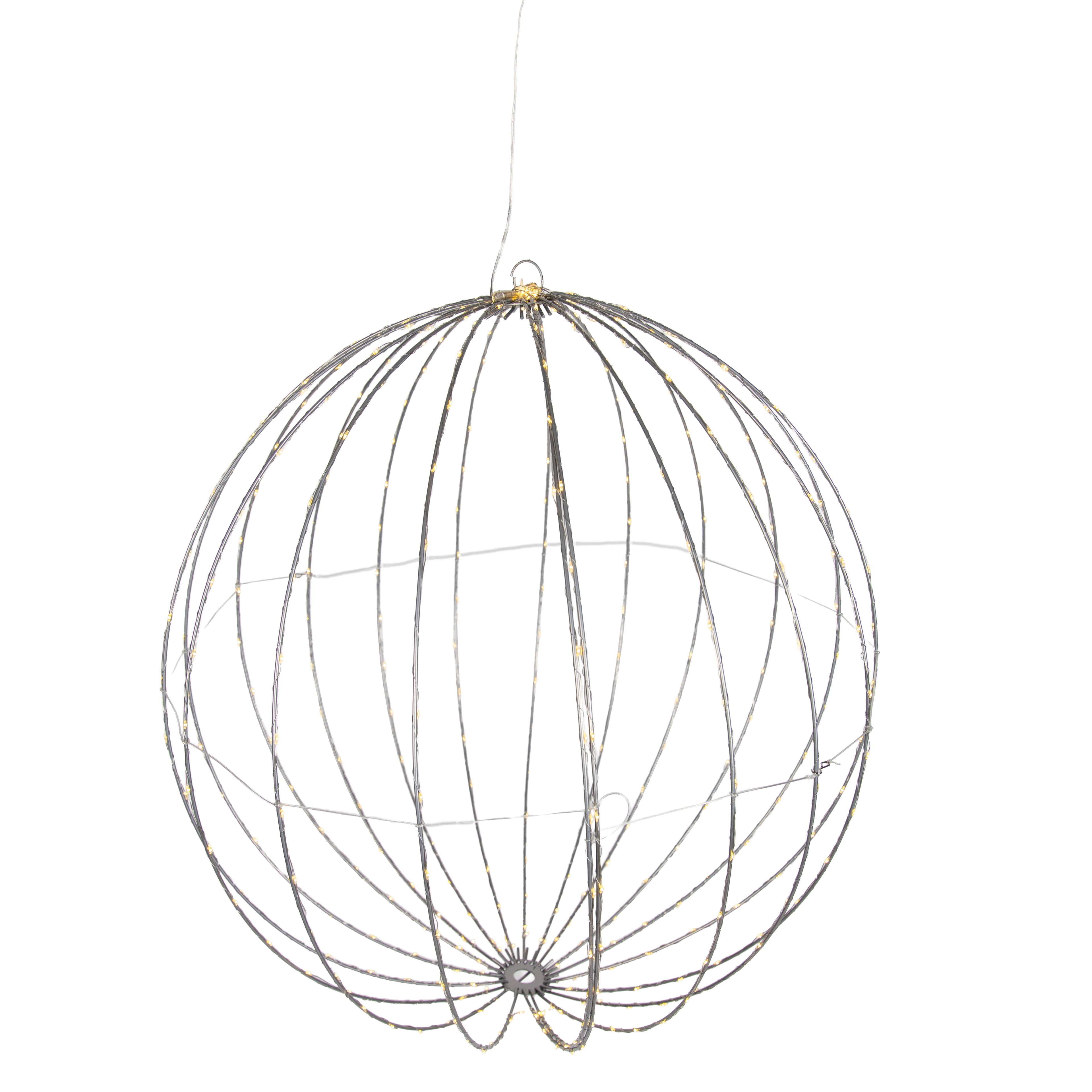 Vianočná závesná lampa guľa biela 60 cm vrátane LED s časovačom IP44 - Nobi