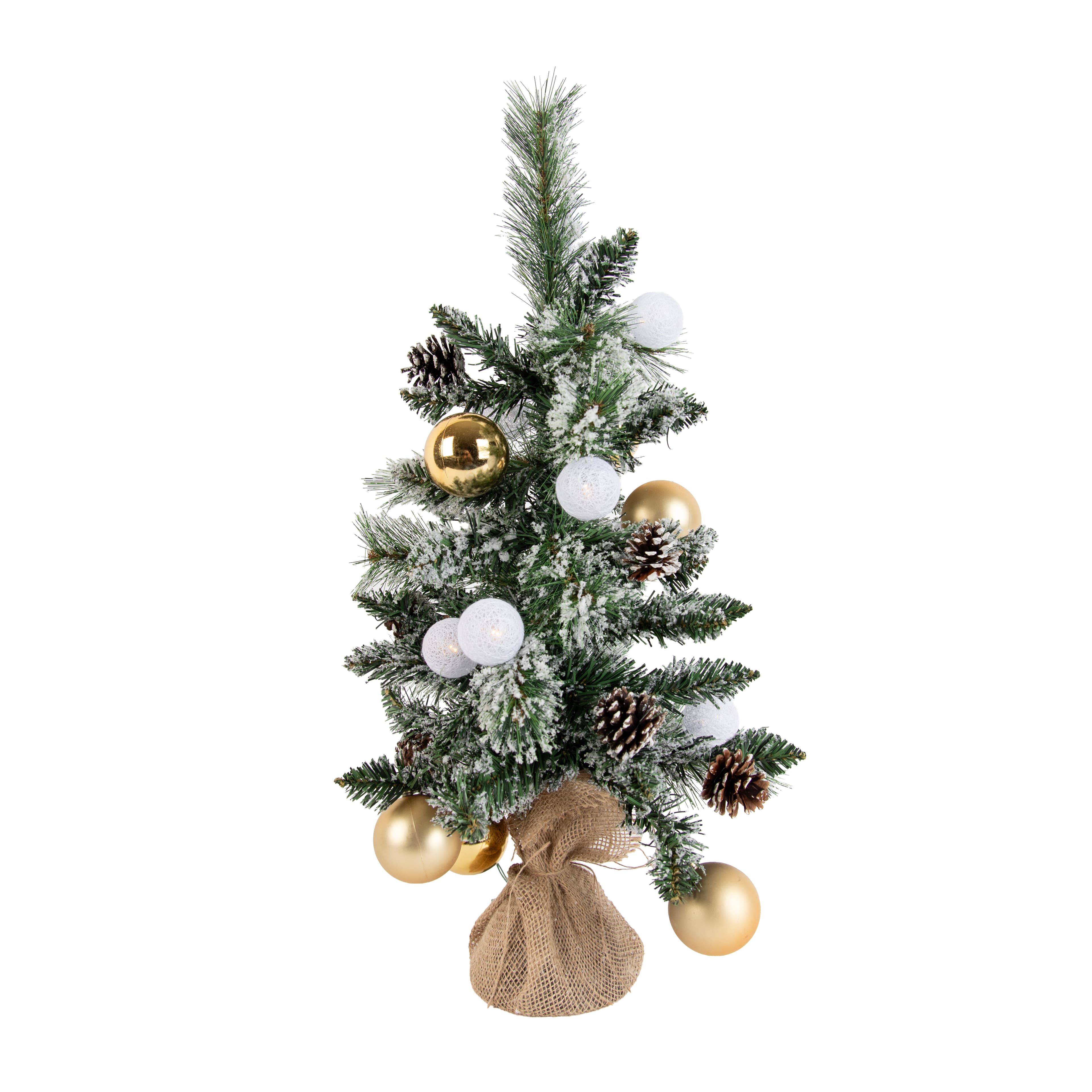 Vianočný stromček biely so zlatou farbou 60 cm vrátane LED s časovačom - Jack 1