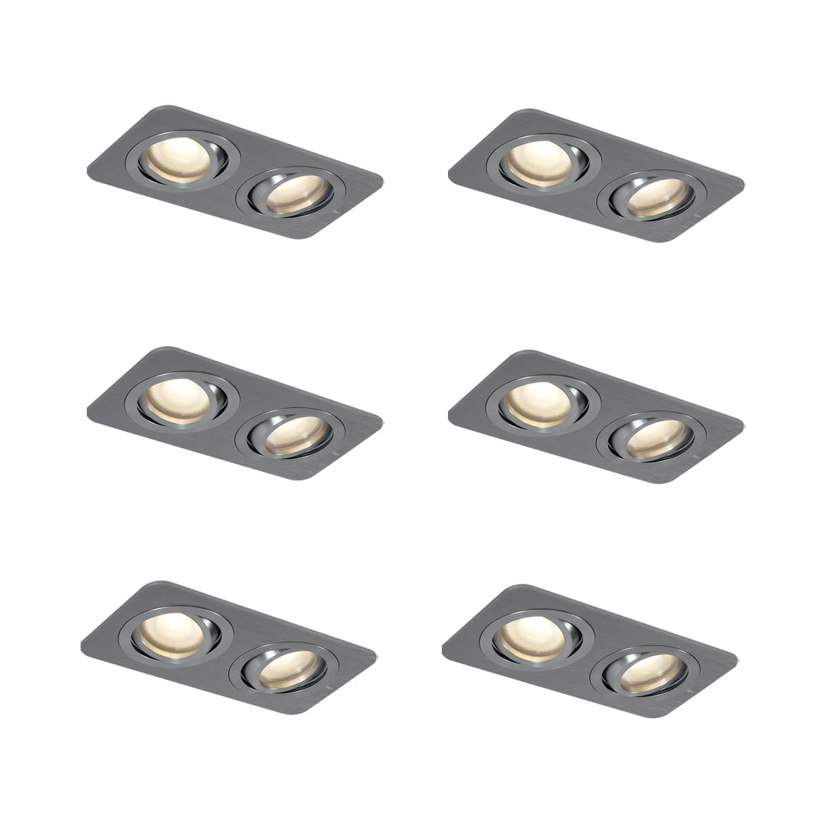 Sada 6 zaoblených zapustených bodových svetiel Gunmetal GU10 50 mm nastaviteľné IP44 2-svetlá - Alberto 1