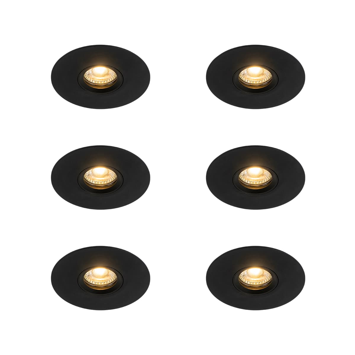 Sada 6 ks Moderné zapustené bodové čierne 12 cm - Buco 1