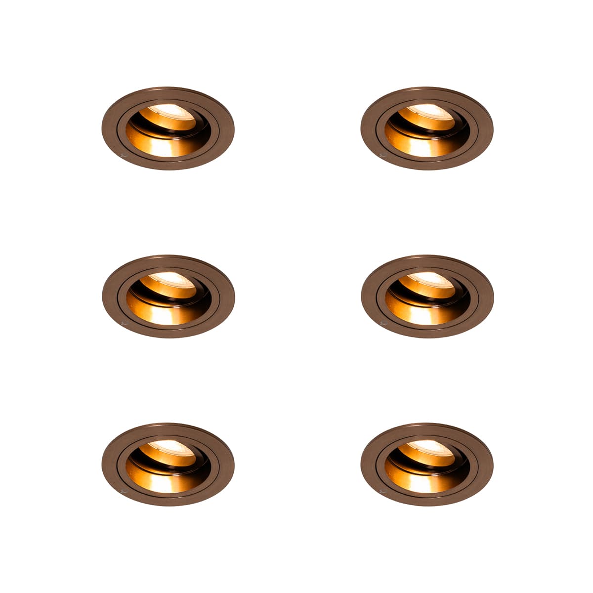Sada 6 zapustených bodových svetiel tmavý bronz okrúhle nastaviteľné - Chuck