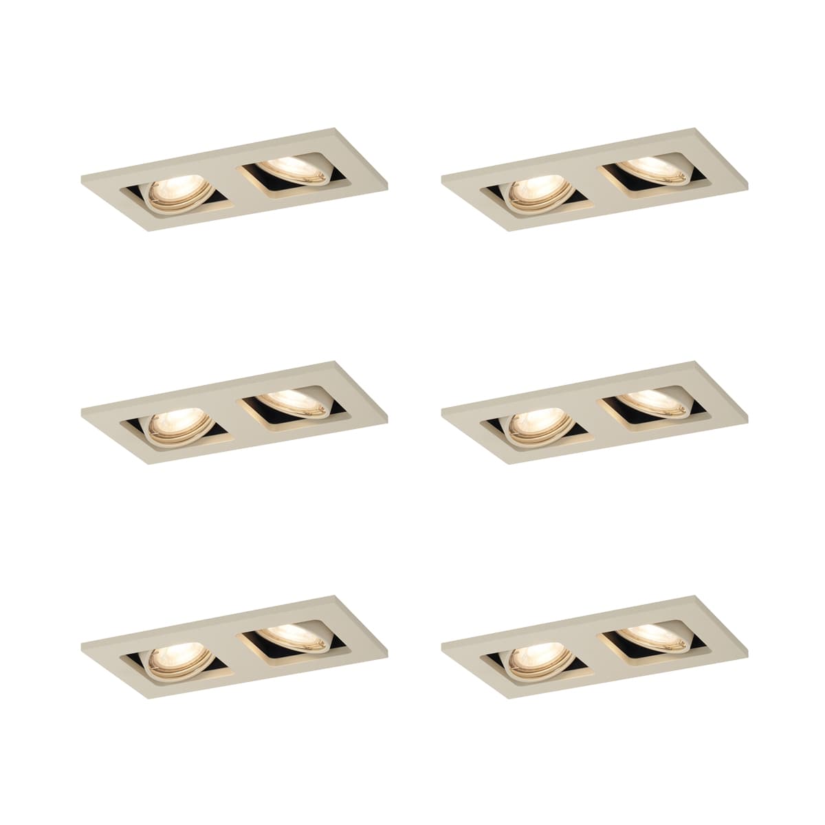 Sada 6 moderných zapustených bodových svetiel béžová GU10 50 mm nastaviteľné 2-svetlá - Qure