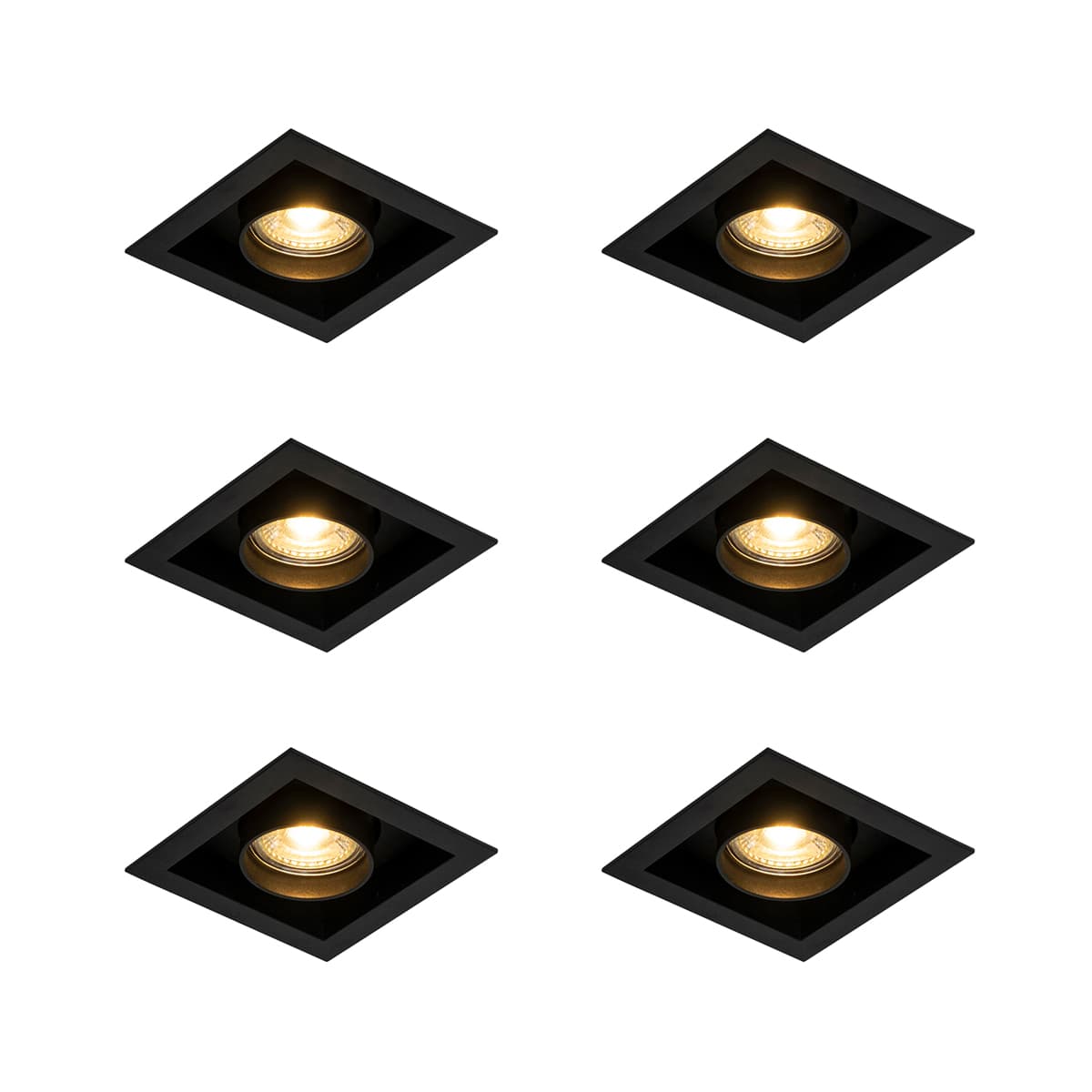 Sada 6 moderných zapustených bodových svetiel čierna nastaviteľná - Roof 1
