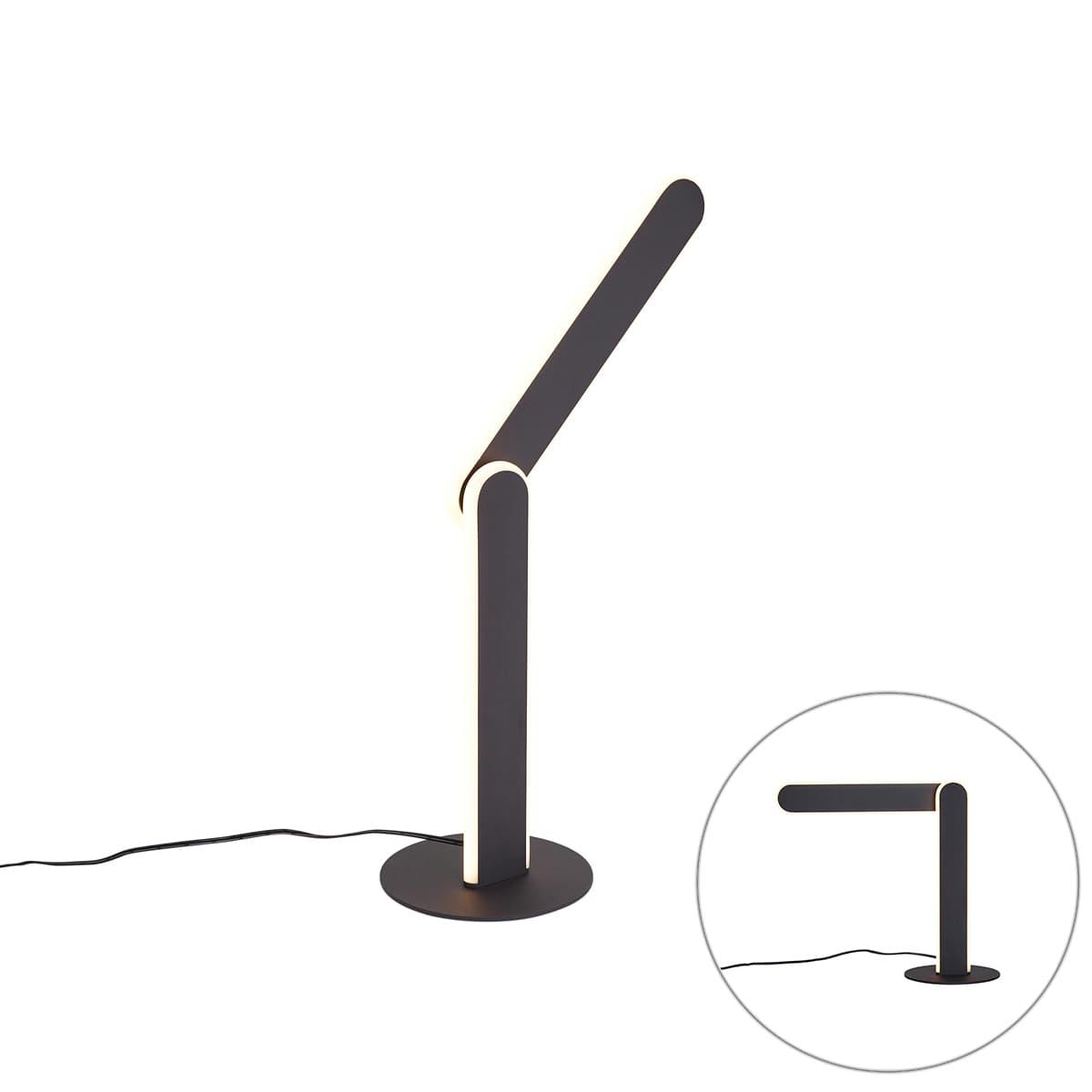 Dizajnová stolná lampa čierna vrátane LED s 3-stupňovým stmievaním - Gate