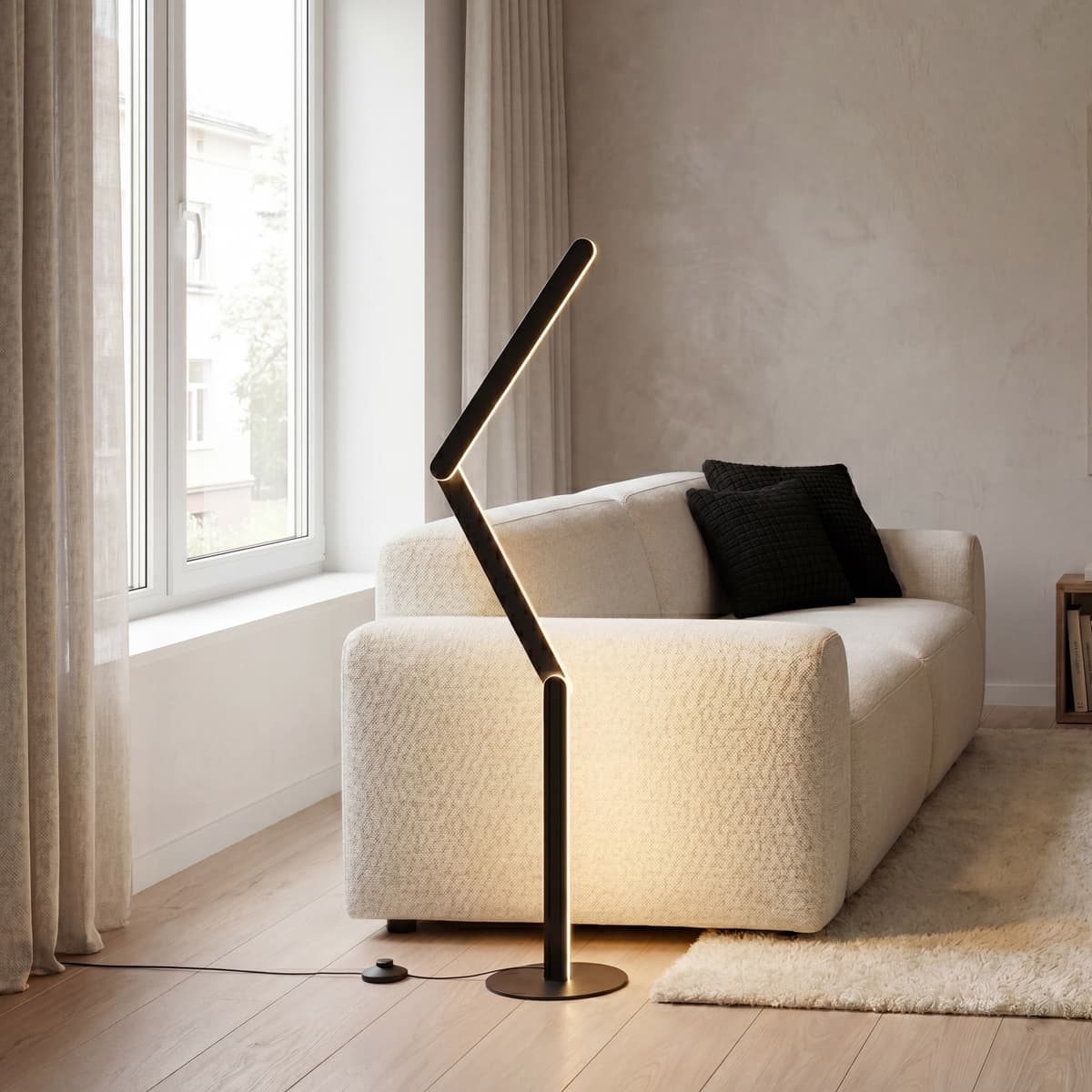 Dizajnová stojaca lampa čierna vrátane LED s 3-stupňovým stmievaním - Gate