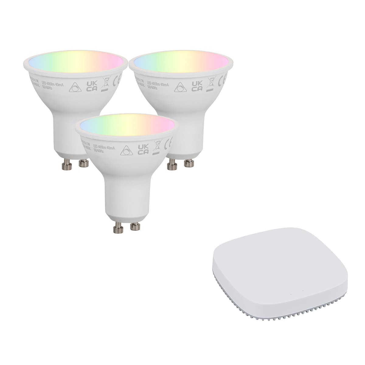Sada inteligentných stmievateľných LED žiaroviek GU10 4,7 W 400 lm 2700 K – 6500 K vrátane Zigbee Smart Hub 1