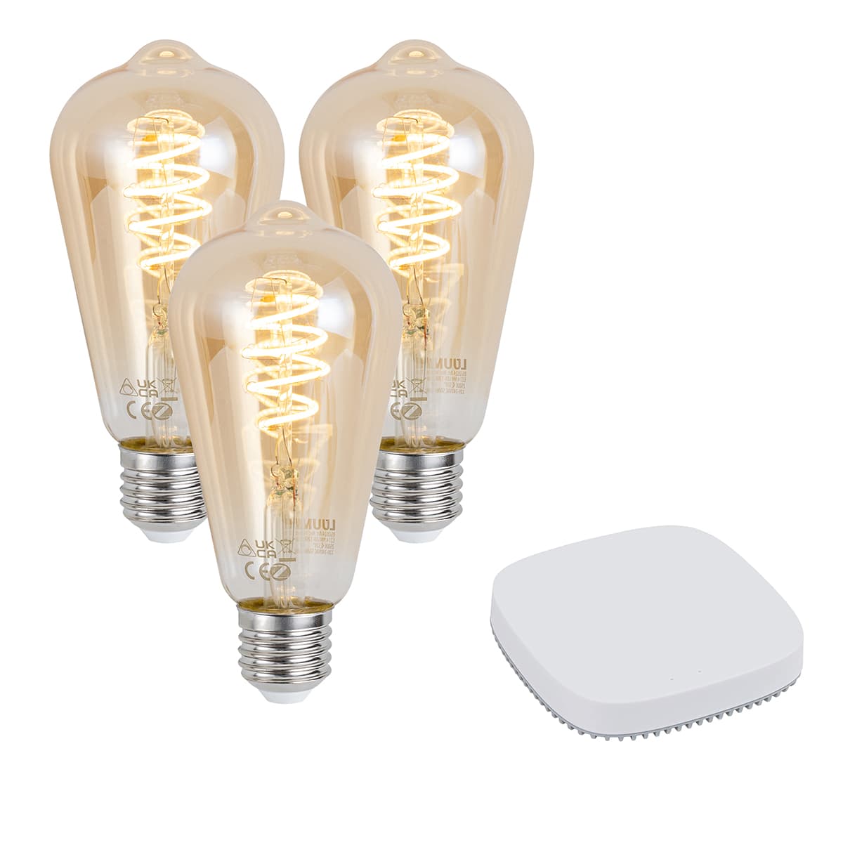 Sada 3 inteligentných stmievateľných LED žiaroviek E27 ST64 4,9 W 320 lm 2500 K vrátane Zigbee Smart Hub
