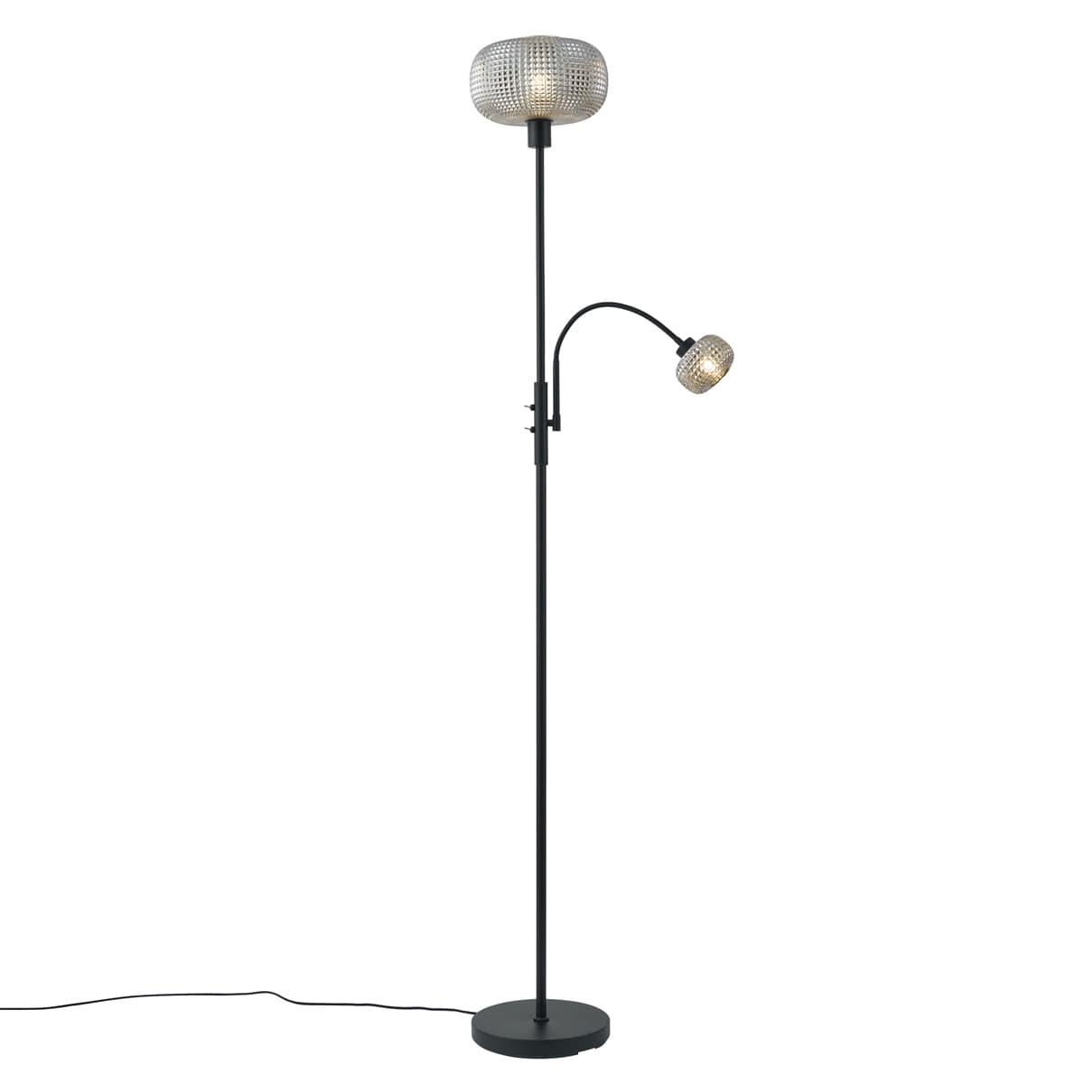 Inteligentná stojaca lampa čierna s dymovým sklom 2-svetlá vrátane WiFi - Brianna