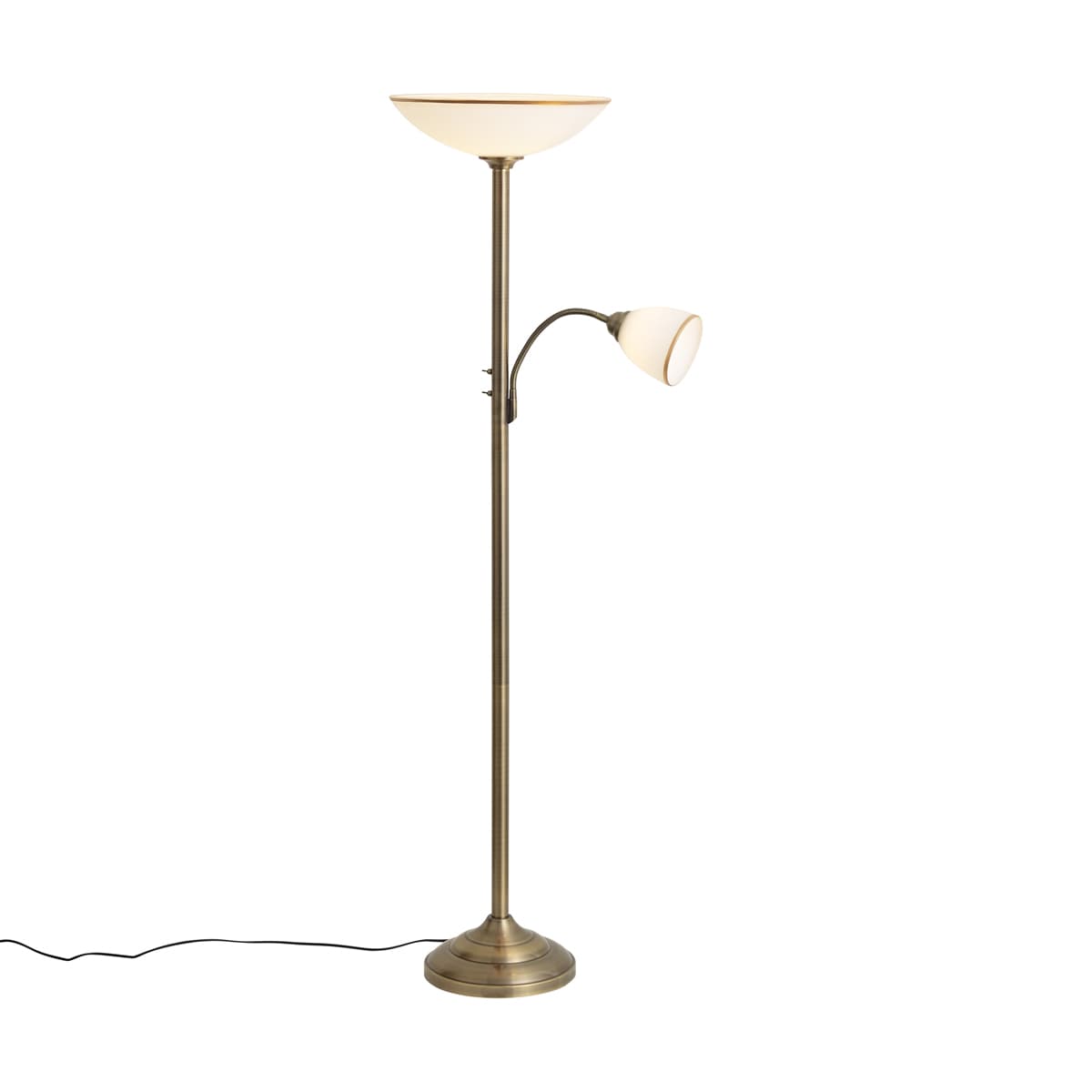Klasická stojaca lampa bronzová s opálovým sklom 2-svetlá - Katarina