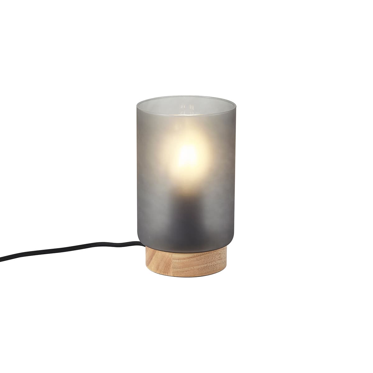Moderná stolná lampa drevená s matným sivým sklom - Umbra