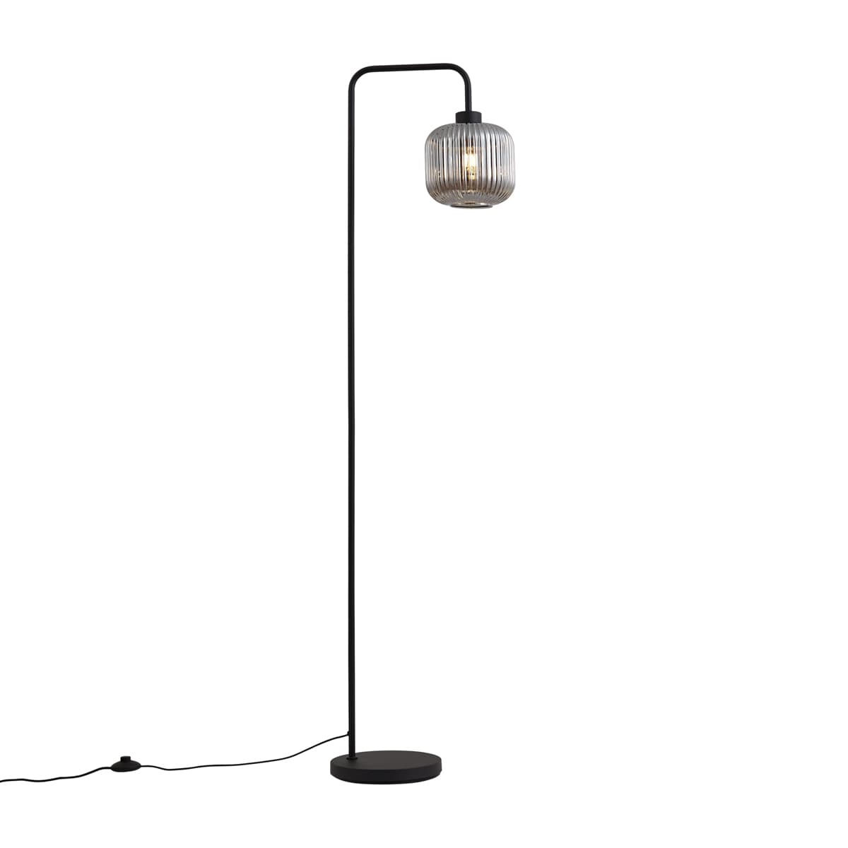 Dizajnová stojaca lampa čierna s dymovým sklom - Ana 1
