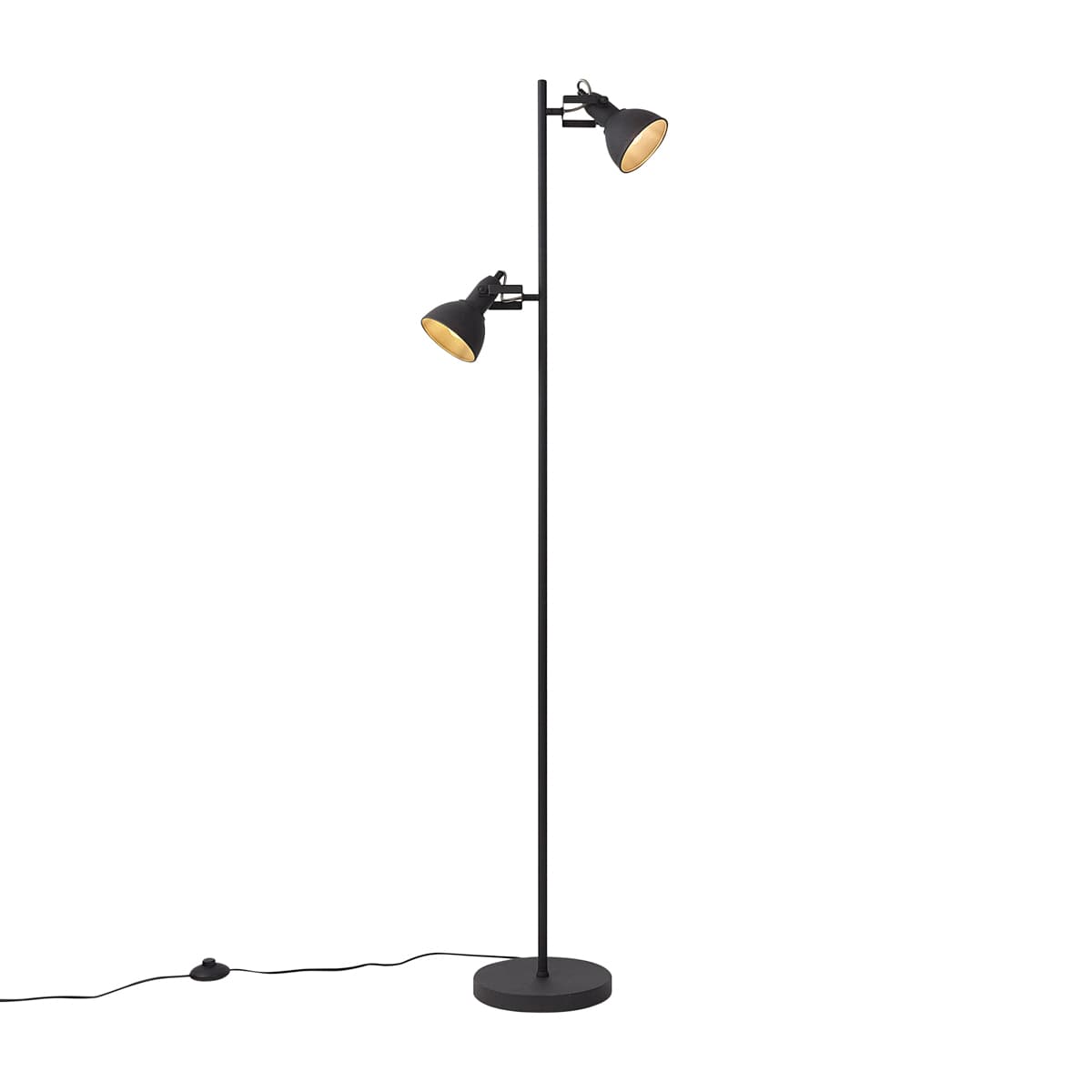 Priemyselná stojaca lampa čierna s drevom 2-svetlá - Jakub 1