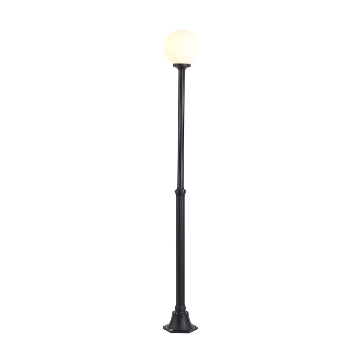 Klasická vonkajšia stojaca lampa čierna s opálovým sklom 210 cm IP44 - Champs