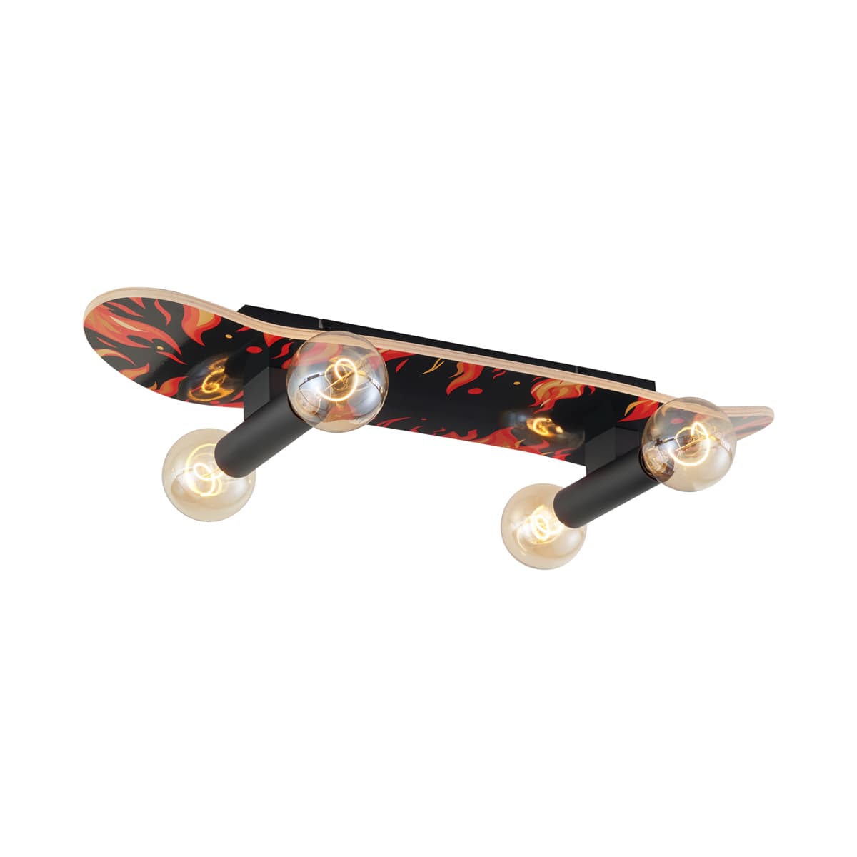 Nástenné svietidlo čierne s červenou farbou 80 cm - Skateboard 1