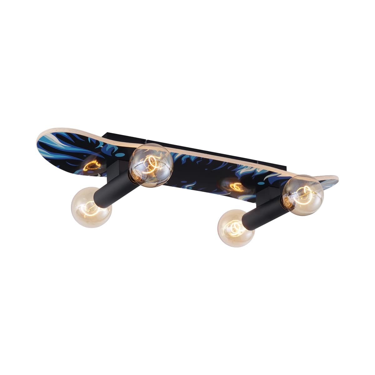 Nástenné svietidlo čierne s modrou farbou 80 cm - Skateboard 1