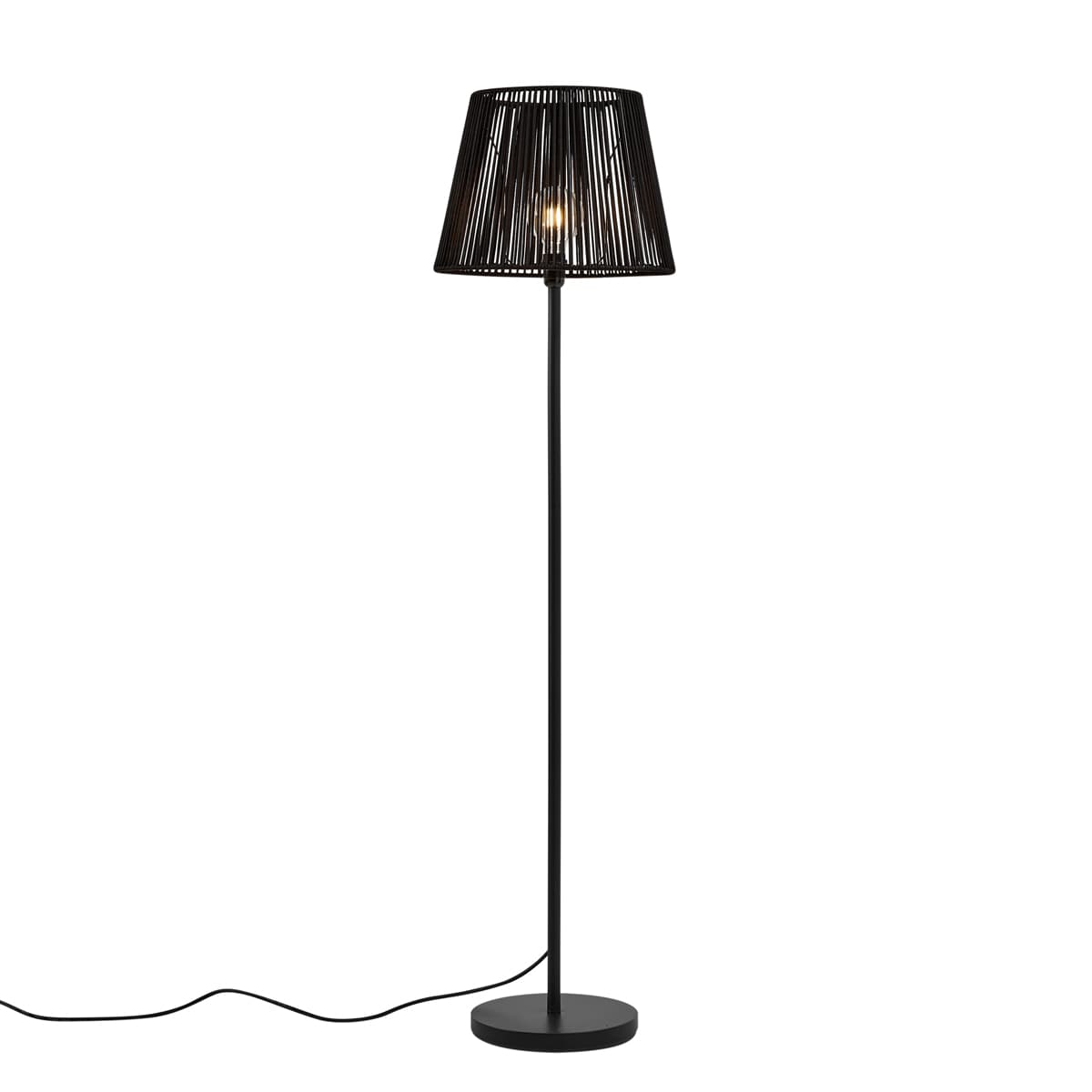 Vonkajšia stojaca lampa čierna s čiernym lanovým tienidlom IP44 - Virginia Jayla