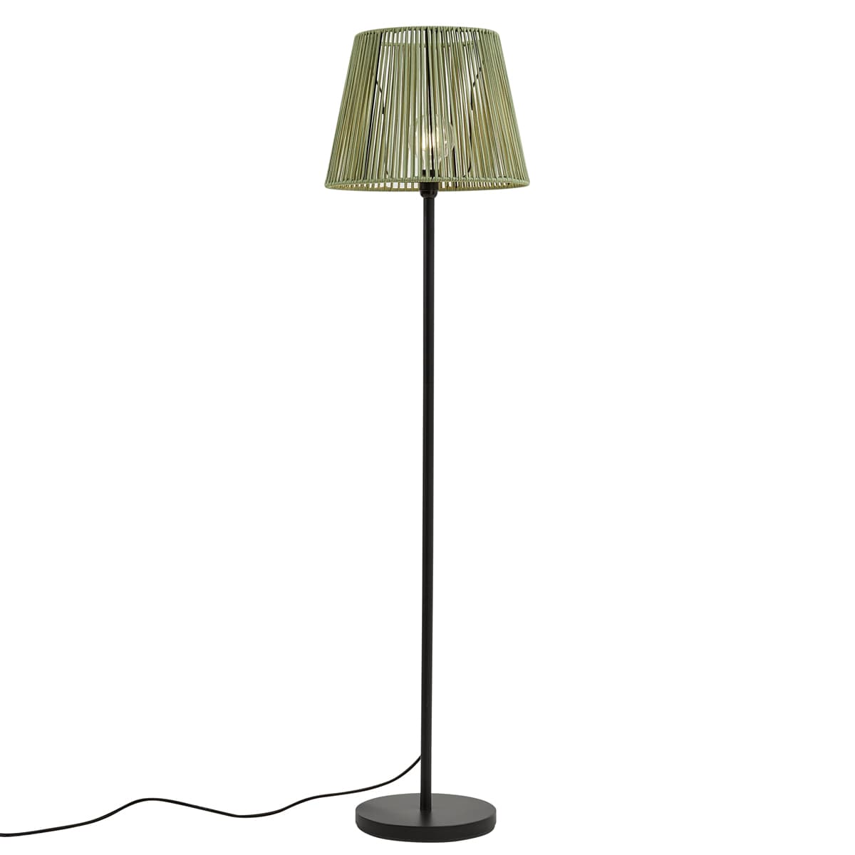 Vonkajšia stojaca lampa čierna so zeleným lanovým tienidlom IP44 - Virginia Jayla