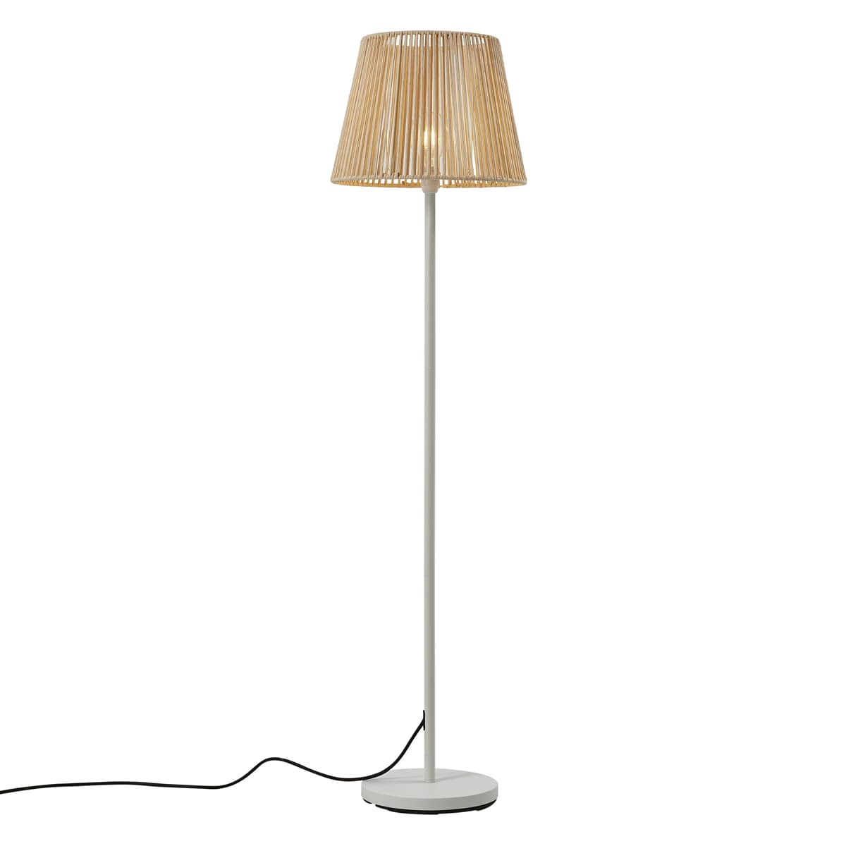 Vonkajšia stojaca lampa biela s béžovým lanovým tienidlom IP44 - Virginia Jayla 1