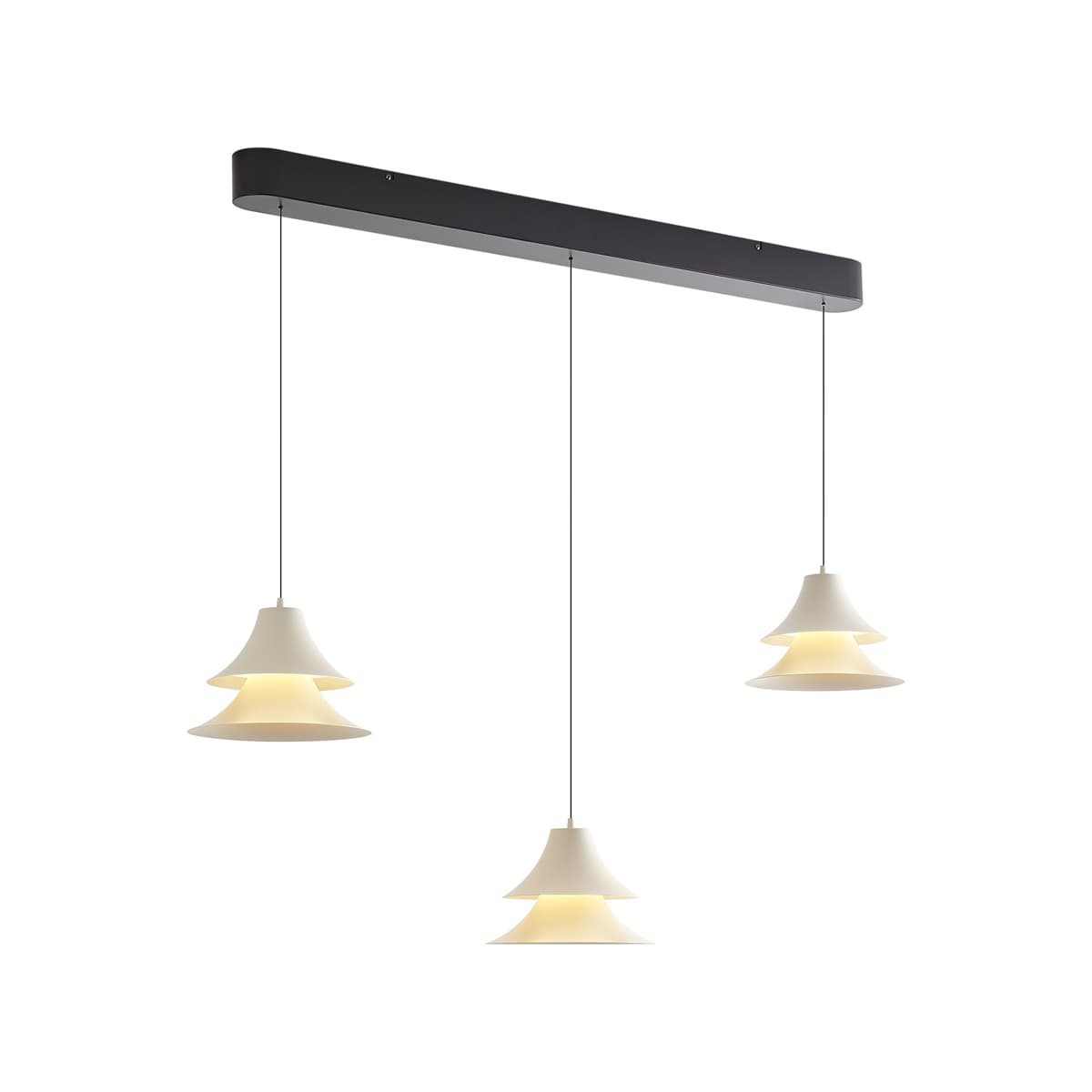 Závesná lampa čierna s béžovou farbou vrátane LED 3-stupňové stmievanie 3-svetlá Easylift - Witch