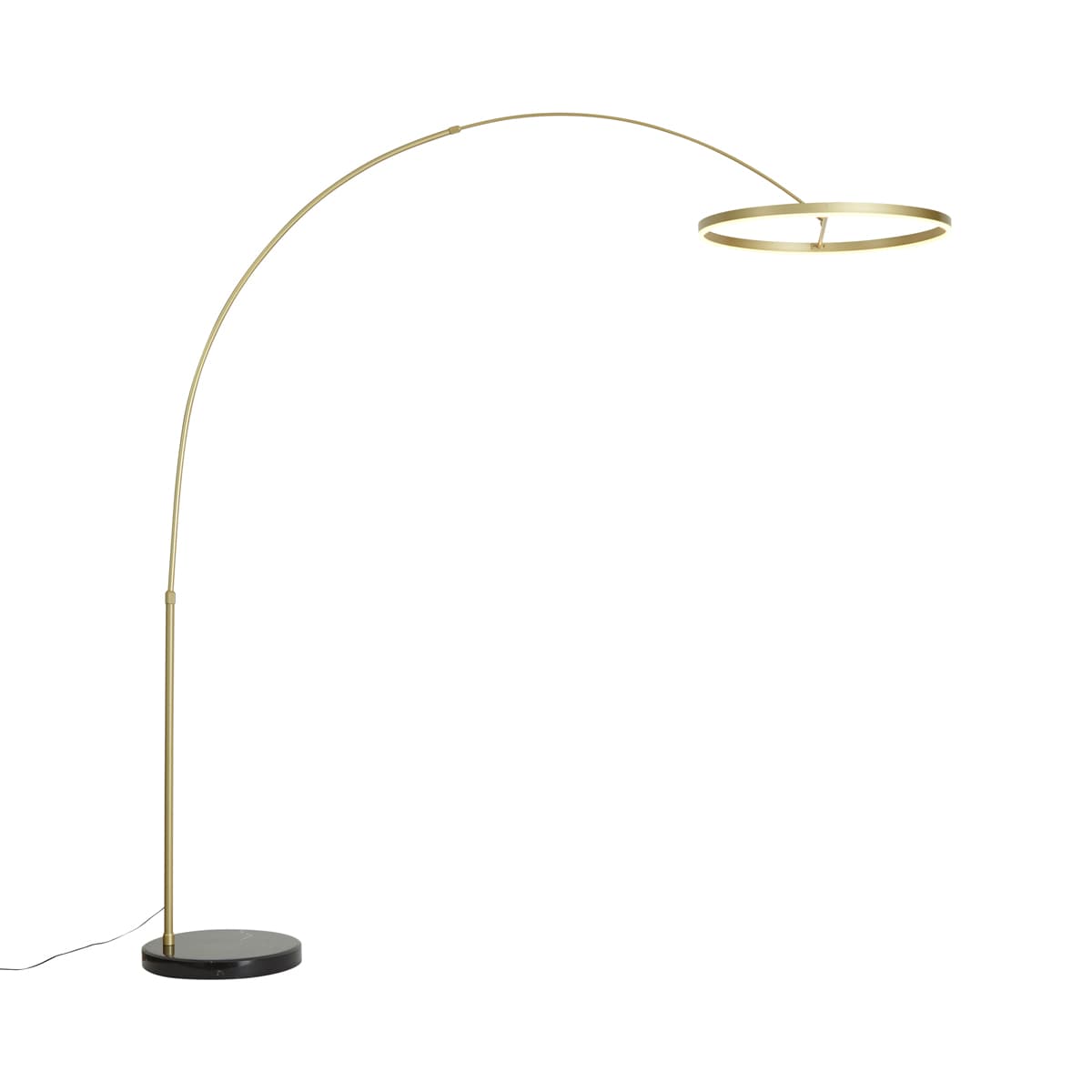 Dizajnová oblúková stojaca lampa zlatá vrátane LED s 3-stupňovým stmievaním - Anello