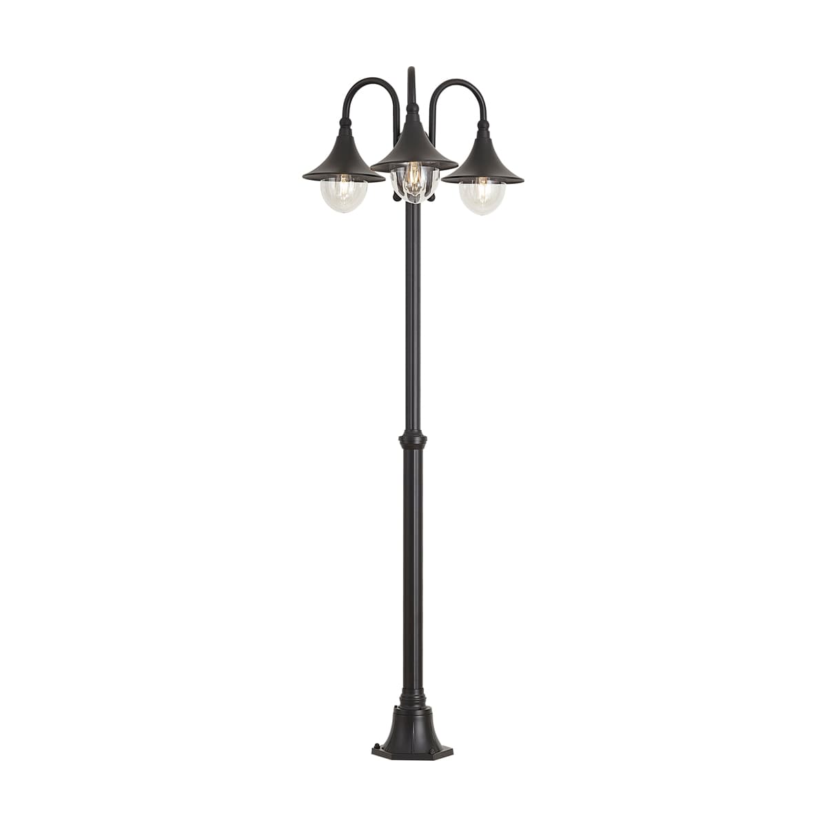 Klasická vonkajšia lampa čierna 200 cm 3-svetlá IP44 - Daphne