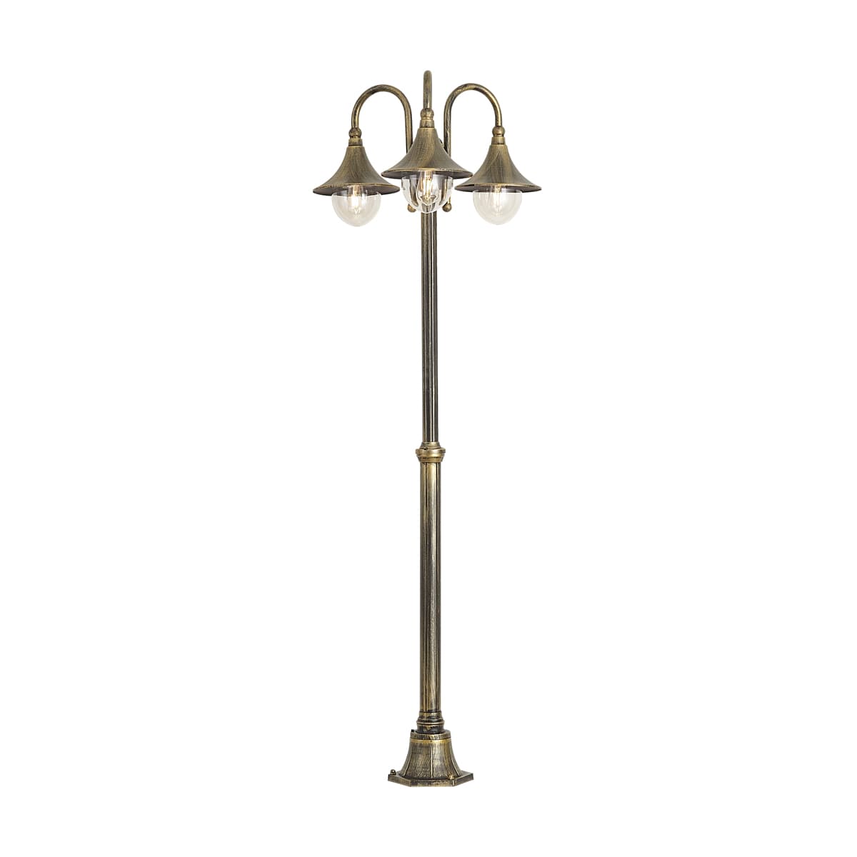 Klasická vonkajšia lampa čierna so starožitným zlatom 200 cm 3-svetlá IP44 - Daphne