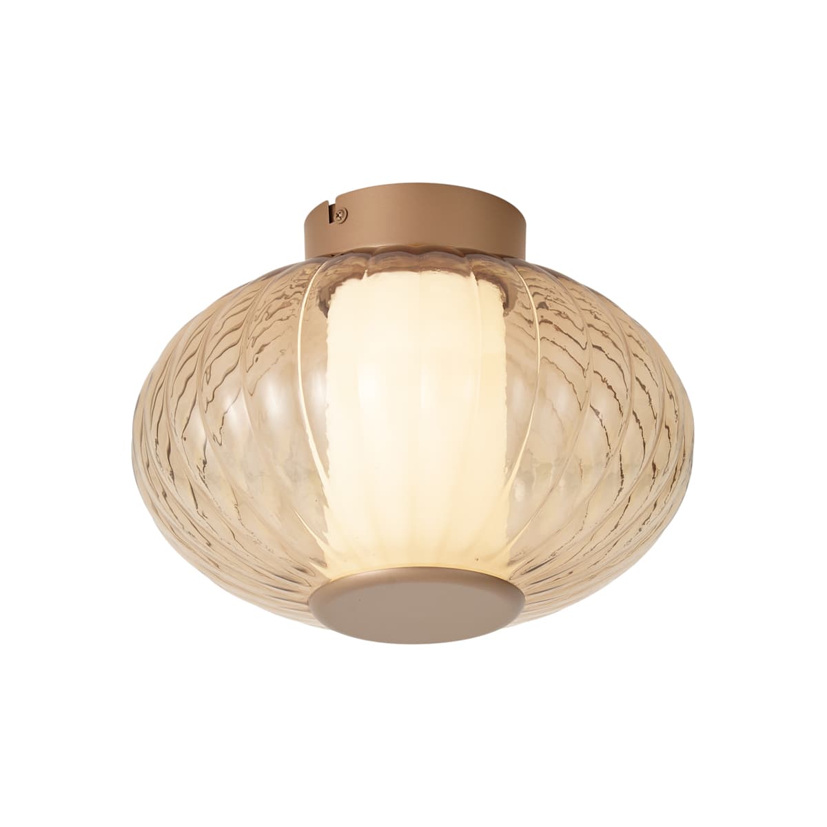 Design Ceiling Lamp Brass 28cm with Amber Glass Incl. LED 3-Step Dimmable - Margherite