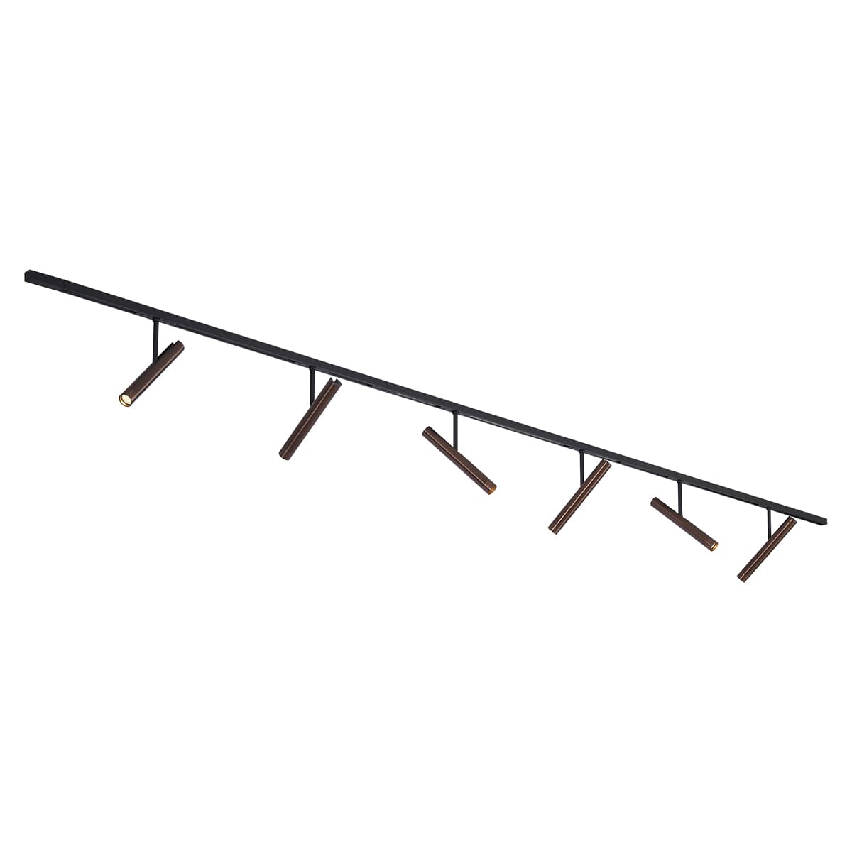 Moderný koľajnicový systém čierny so 6 tmavými bronzovými reflektormi 1-fázový - Slimline Avery 1