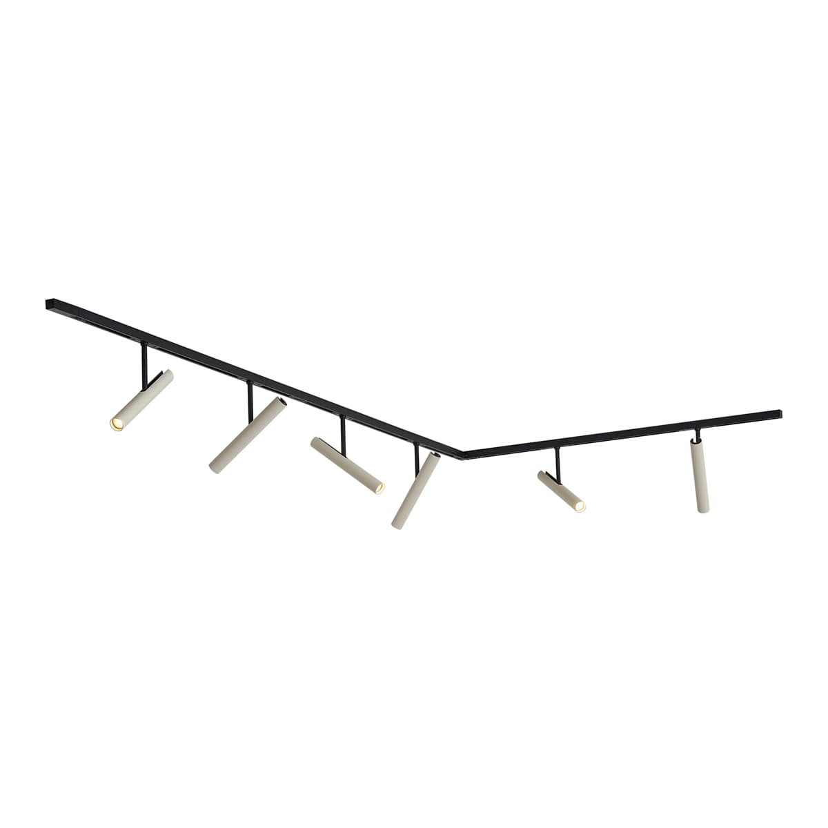 Moderný koľajnicový systém čierny so 6 béžovými reflektormi 1-fázový - Slimline Avery 1