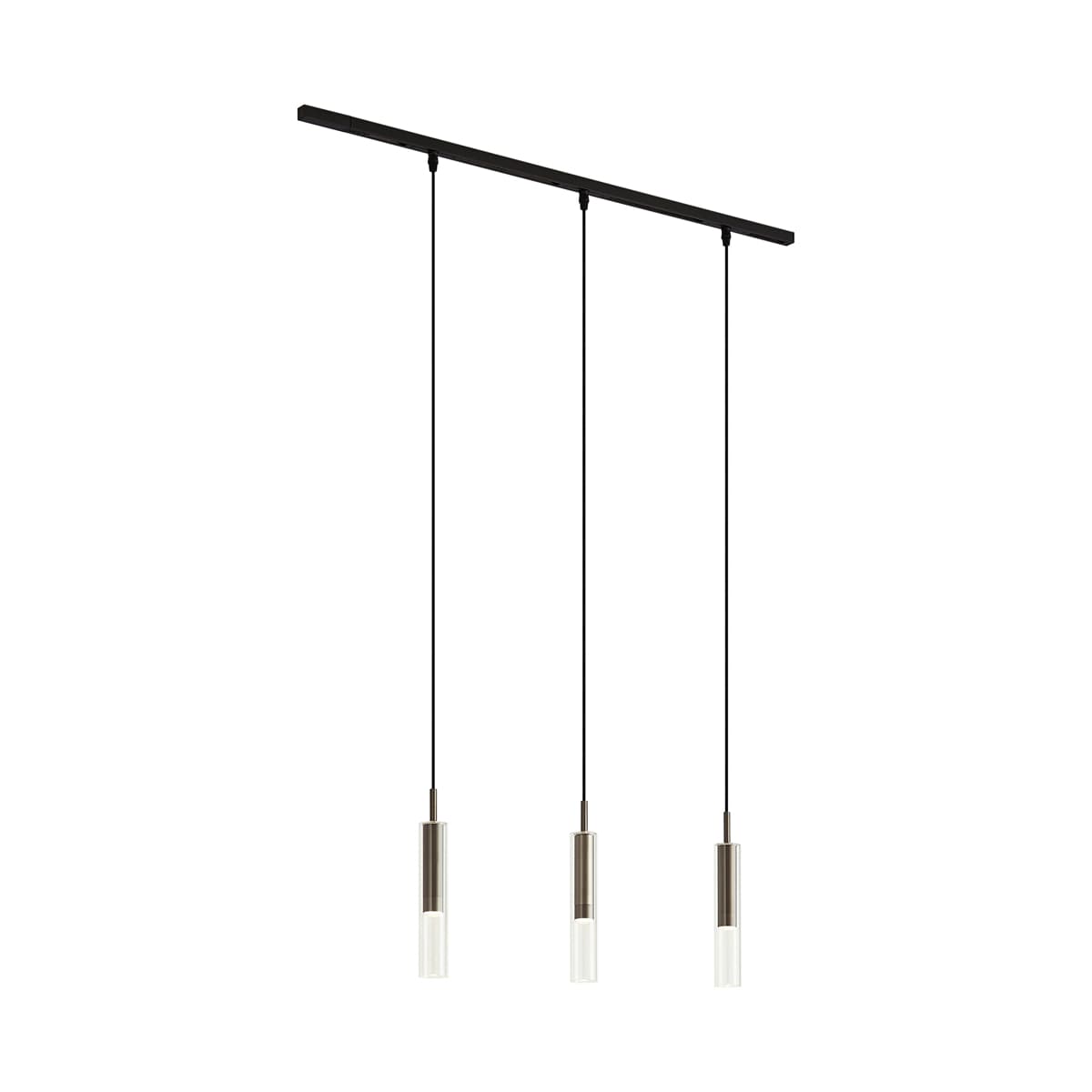 Moderný koľajnicový systém čierny s 3 závesnými svietidlami Gunmetal 1-fázový - Slimline Loyce 1