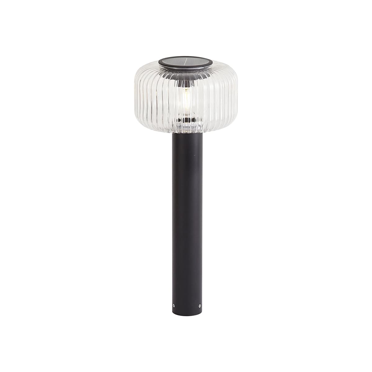 Moderný vonkajší stĺpik čierny s rebrovaným sklom vrátane LED solárneho IP65 - Ribble Mushroom