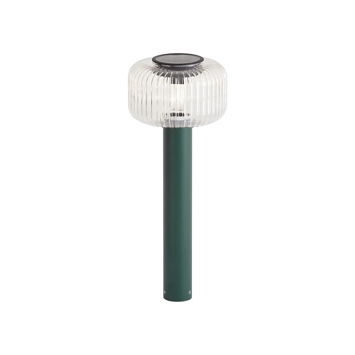 Moderný vonkajší stĺpik zelený s rebrovaným sklom vrátane LED solárneho IP65 - Ribble Mushroom 1