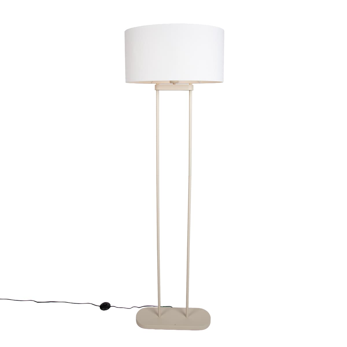 Béžová stojaca lampa s oválnym ľanovým bielym tienidlom 50 cm - Thijmen