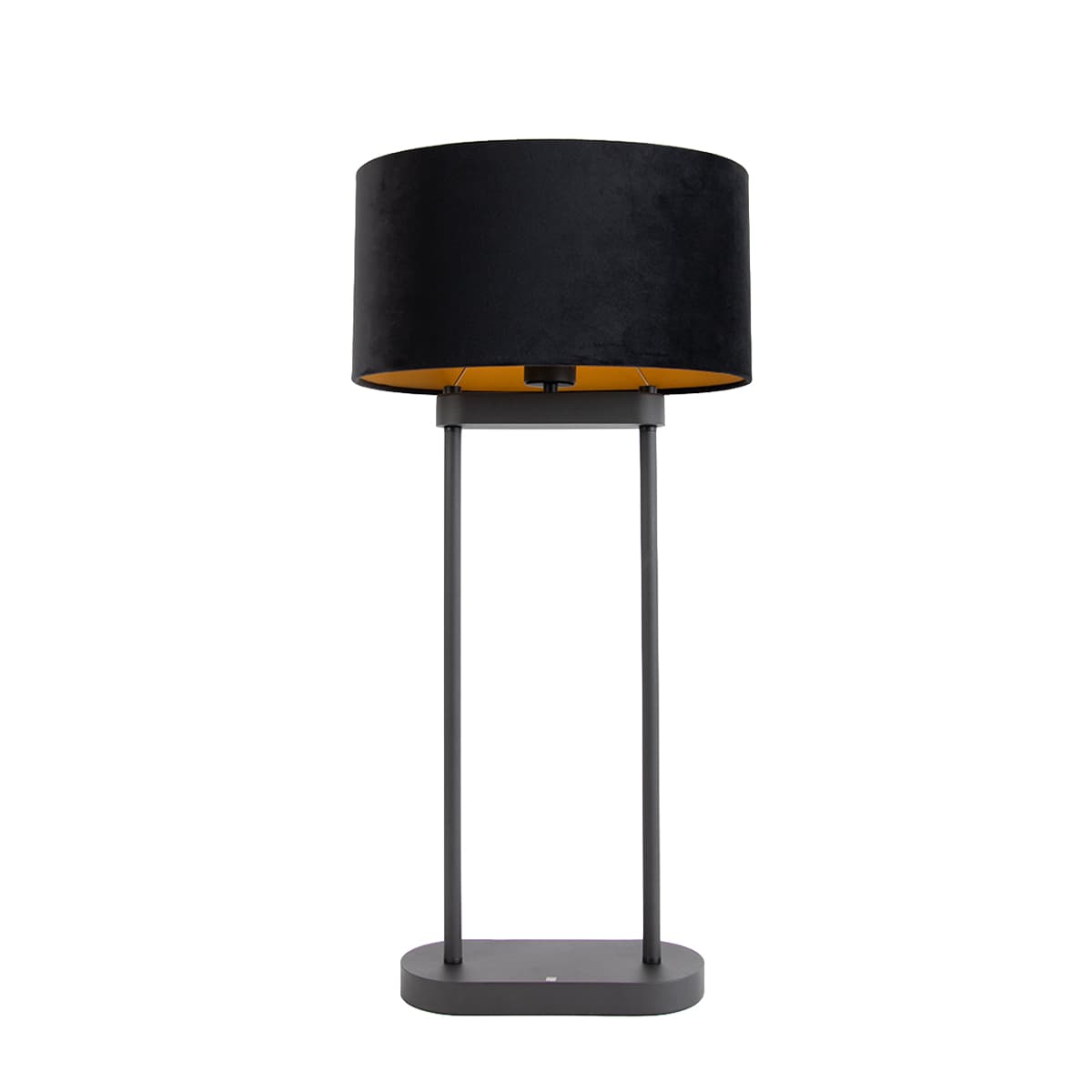 Stolná lampa čierna s čiernym oválnym tienidlom 35 cm - Thijmen 1