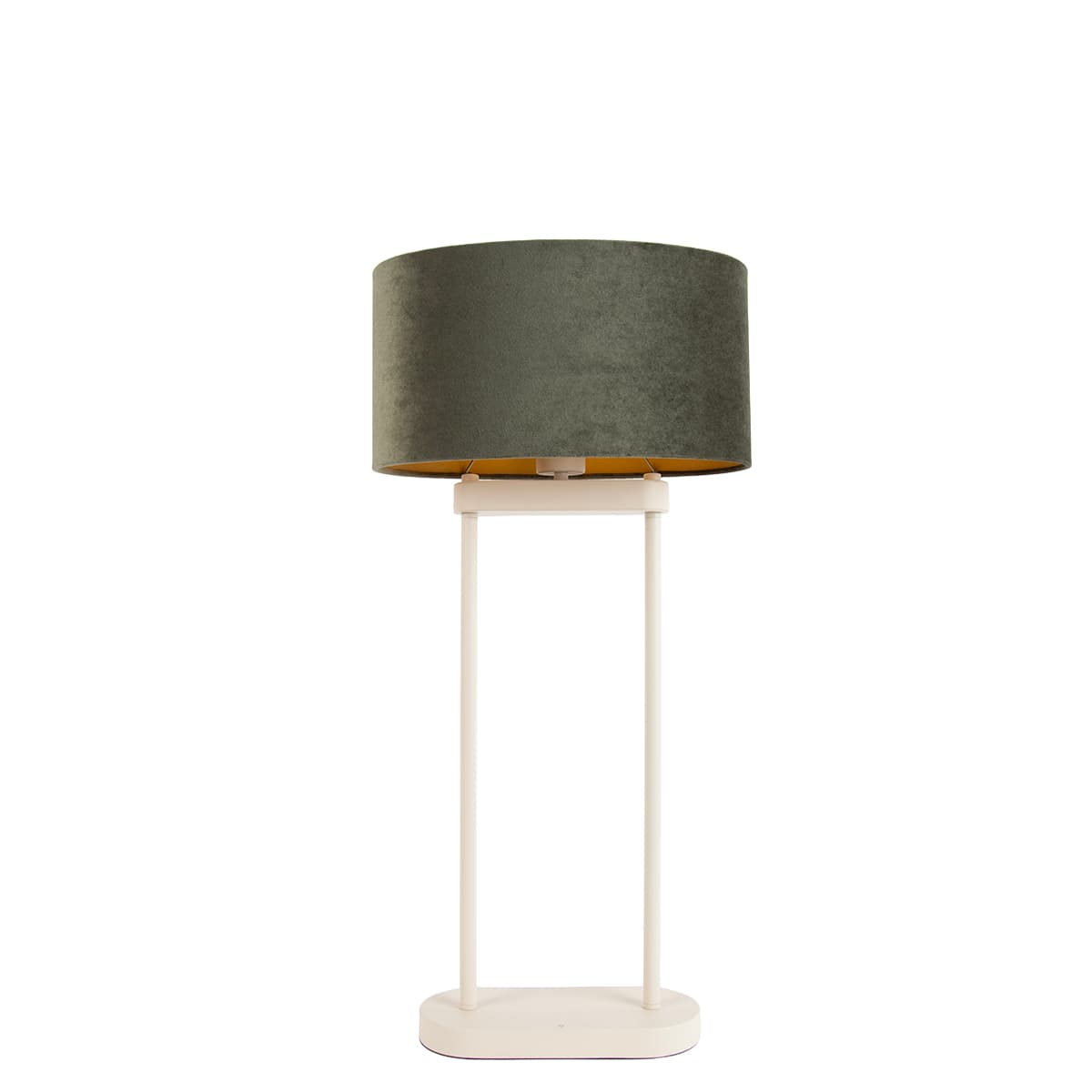 Stolná lampa béžová so zeleným oválnym tienidlom a zlatým interiérom 35 cm - Thijmen