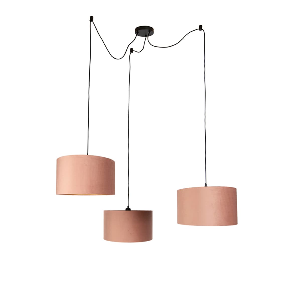 Závesná lampa čierna s ružovým tienidlom a zlatým interiérom 35cm 3-Lights - Cava 1