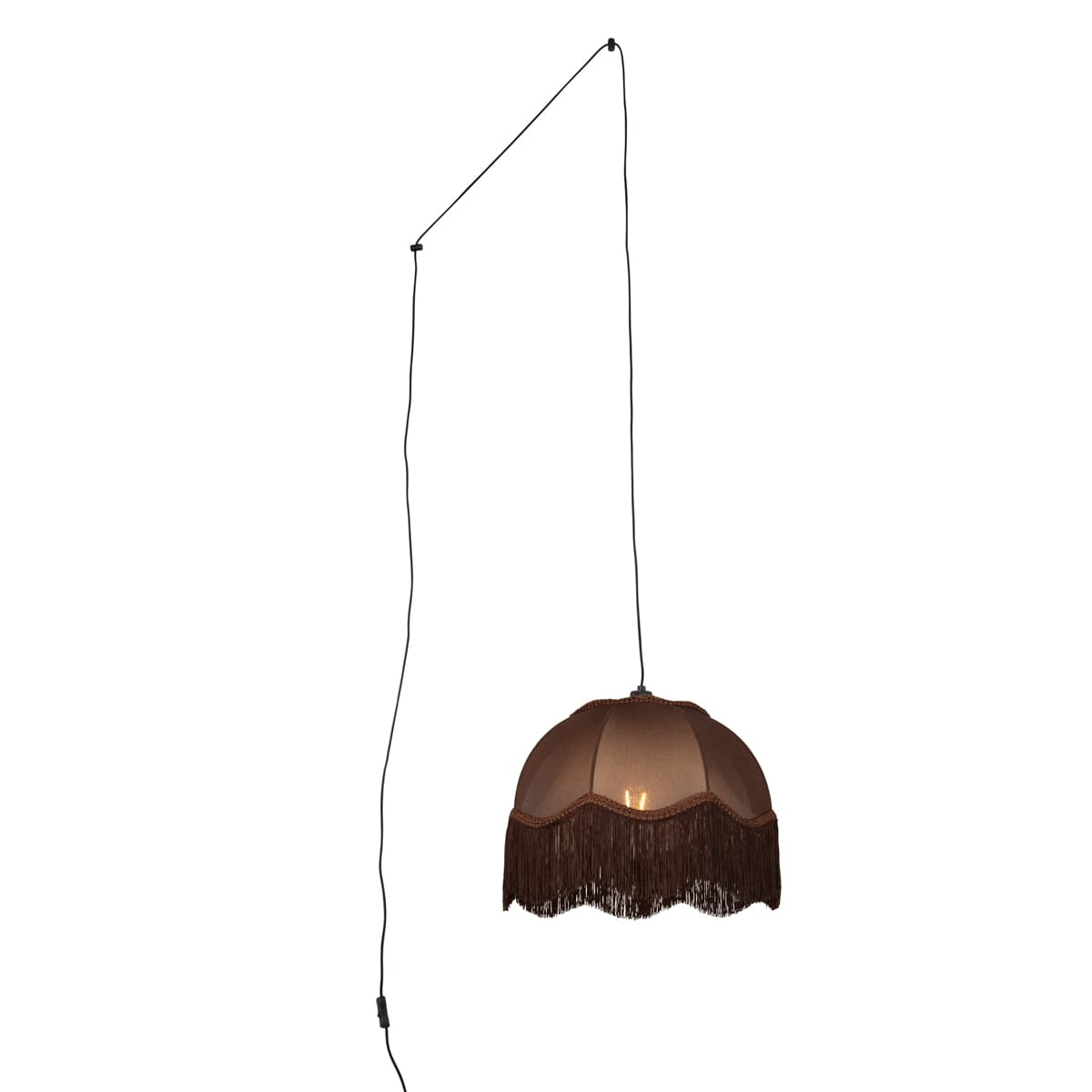 Cavalux Pendant Lamp: Black Fitting, Brown Shade with White Interior, and Plug - 31.5cm 1