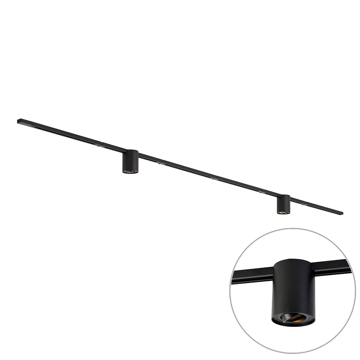 Moderný koľajnicový systém čierny s 2 reflektormi 1-fázový - Iconic Rondoo Up