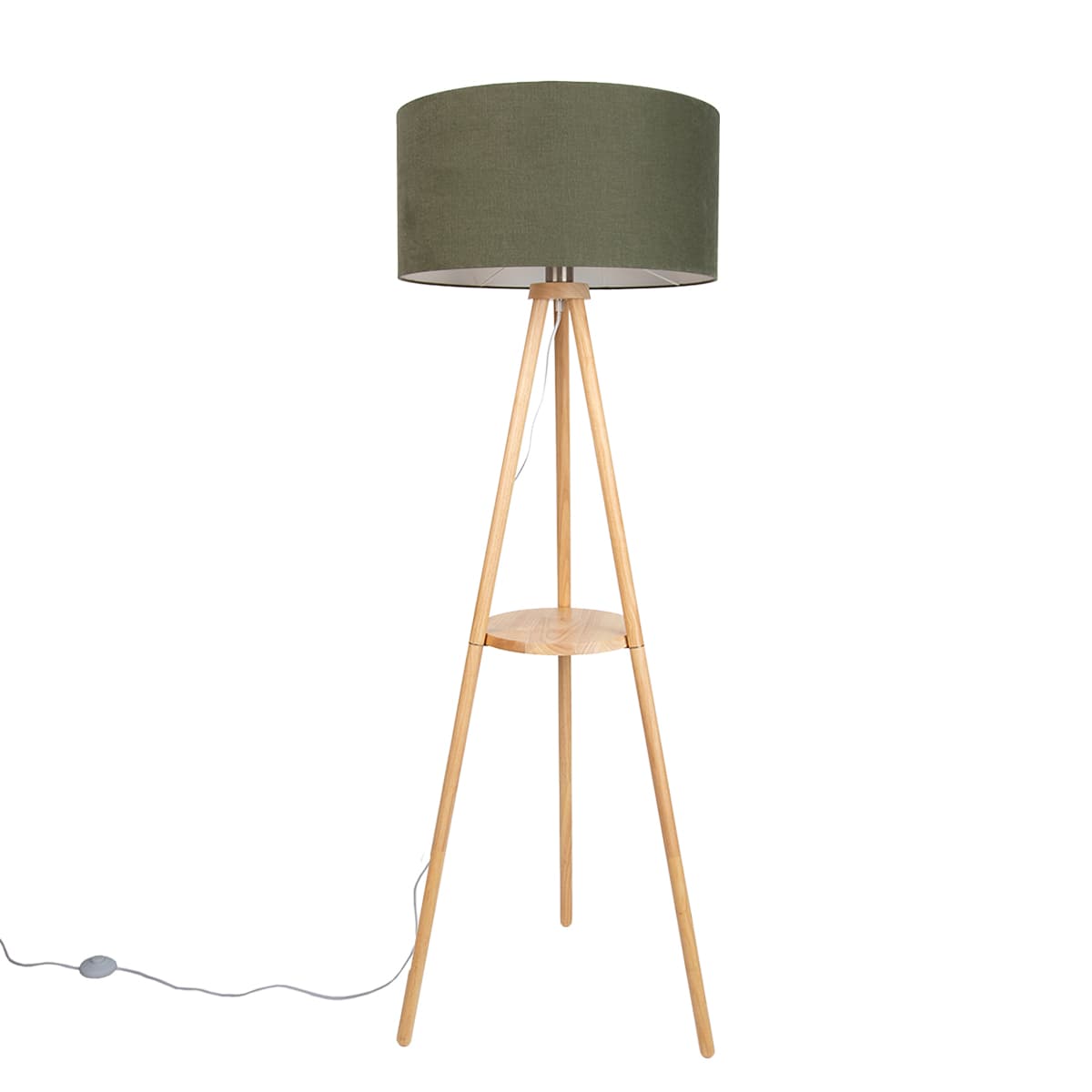 Drevená stojacia lampa s trojnožkou so zeleným tienidlom 50 cm - Lou 1