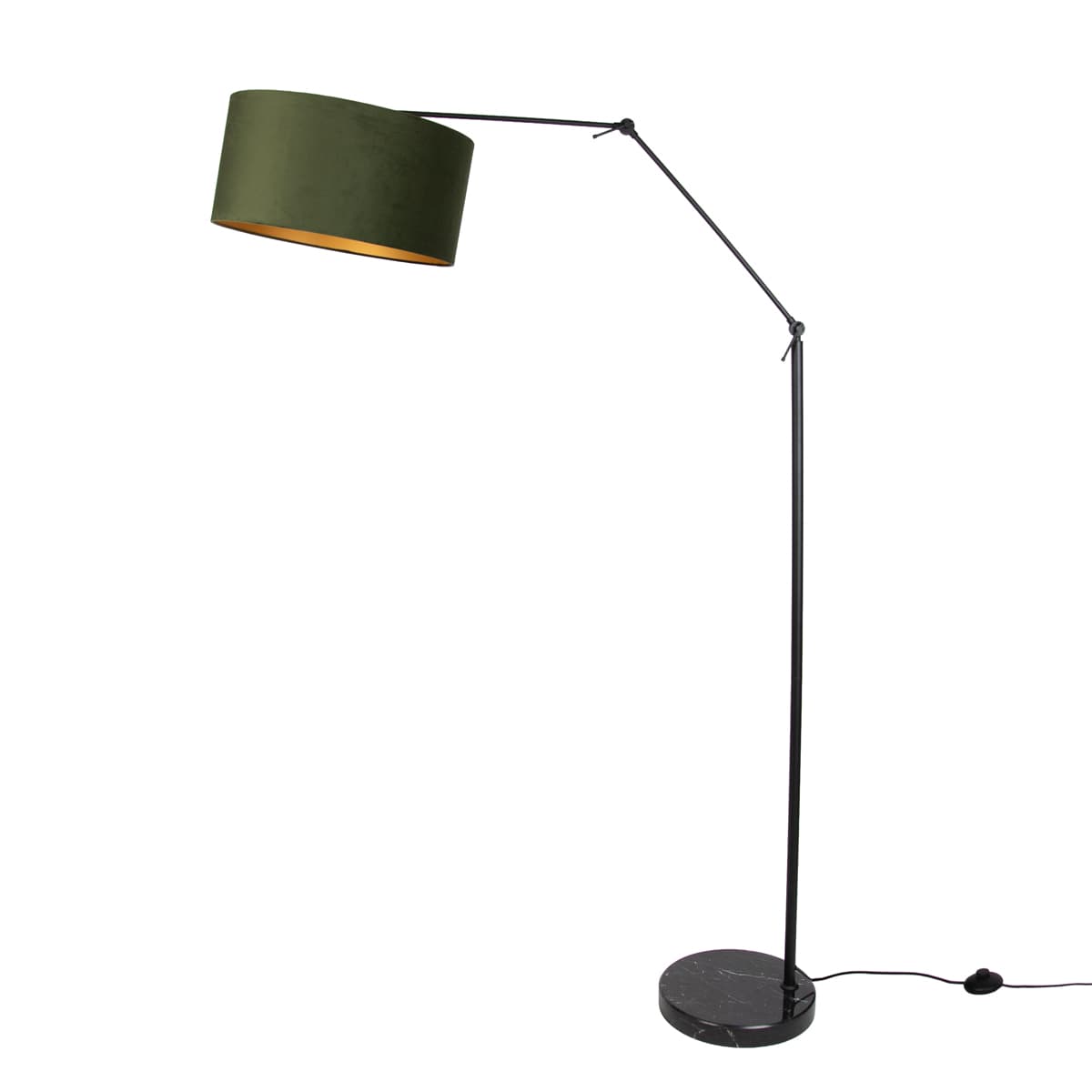 Stojacia lampa čierna nastaviteľná so zeleným tienidlom a zlatým interiérom 50cm - Editor