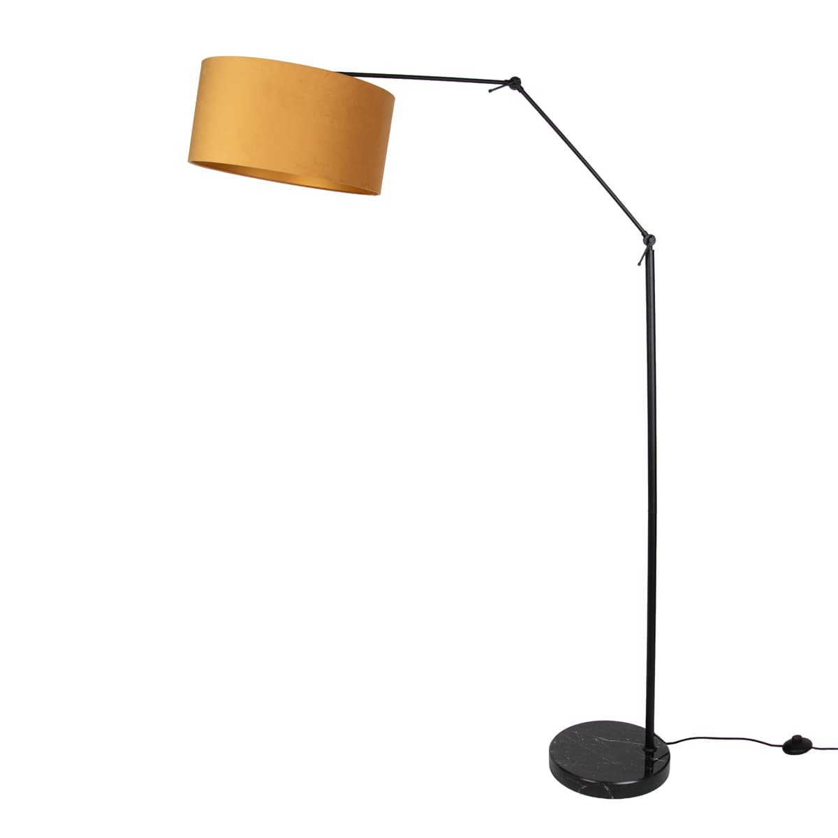 Stojacia lampa čierna nastaviteľná so žltým tienidlom a zlatým interiérom 50cm - Editor