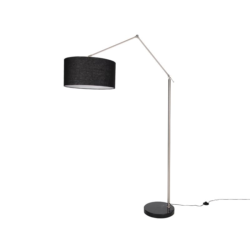 Stojacia lampa oceľová nastaviteľná s čiernym tienidlom 50cm - Editor