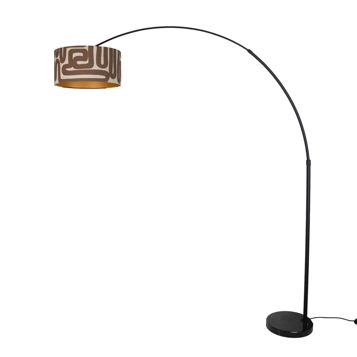 Stojacia lampa čierna s hnedým a béžovým pruhovaným tienidlom 50 cm - XXL