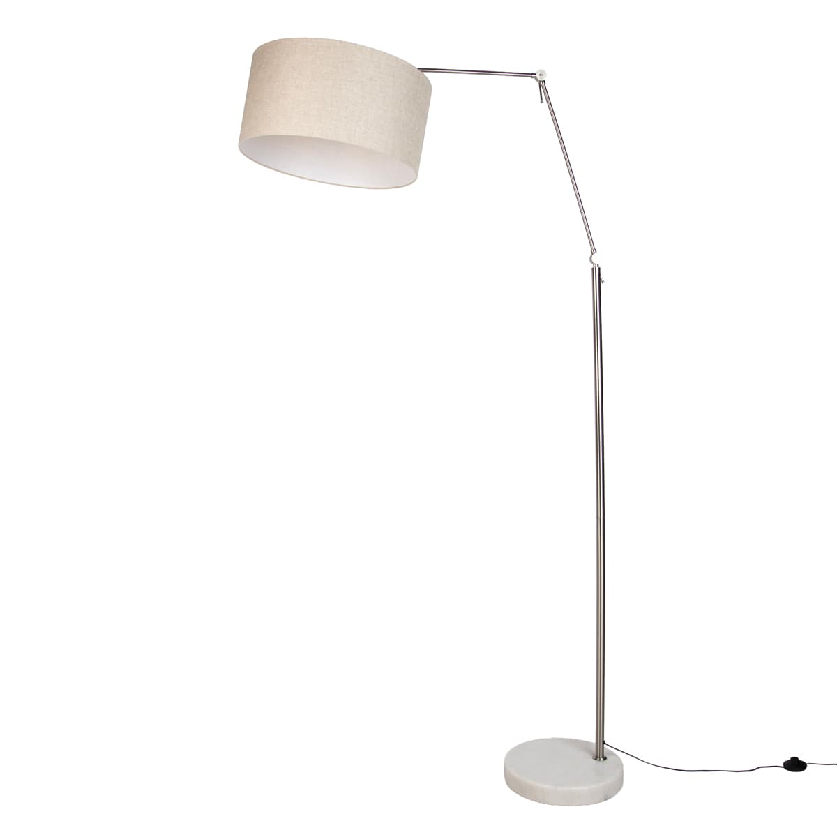 Stojacia lampa oceľová so svetlosivým tienidlom 50 cm - Editor