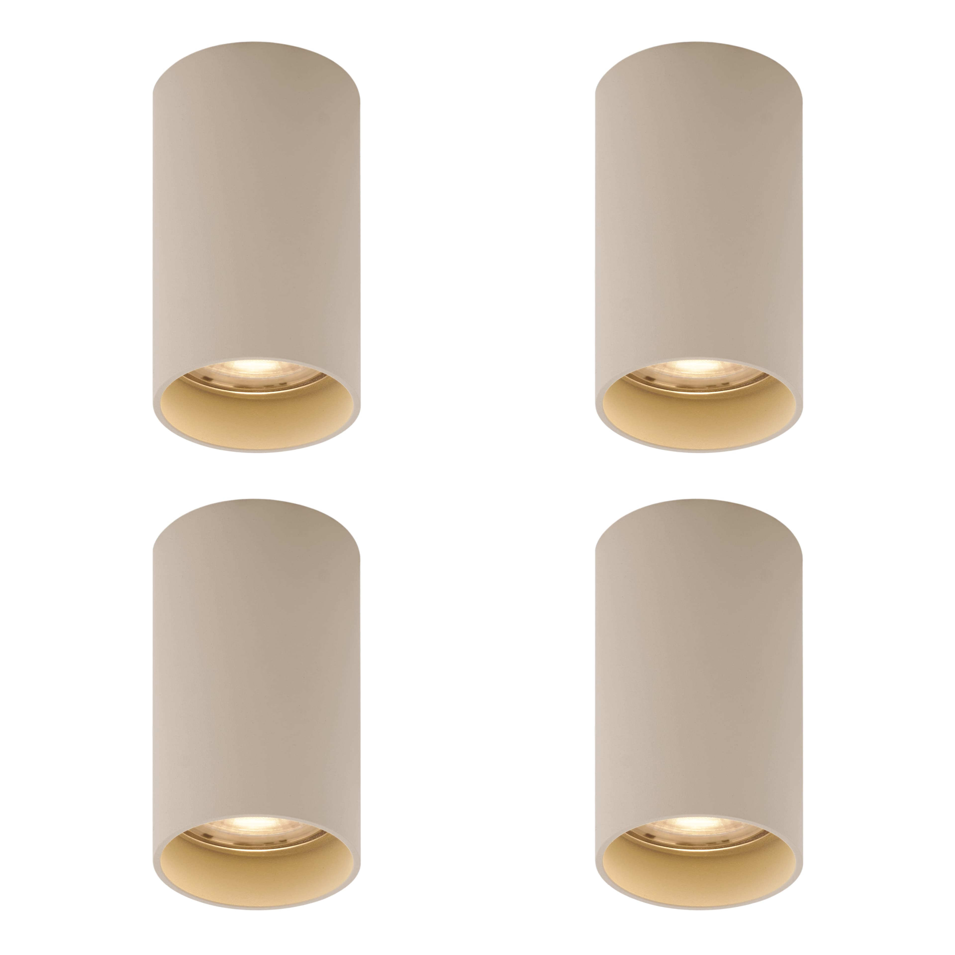 Sada 4 moderných béžových prisadených bodových svetiel GU10 50mm okrúhle - Tuba 1