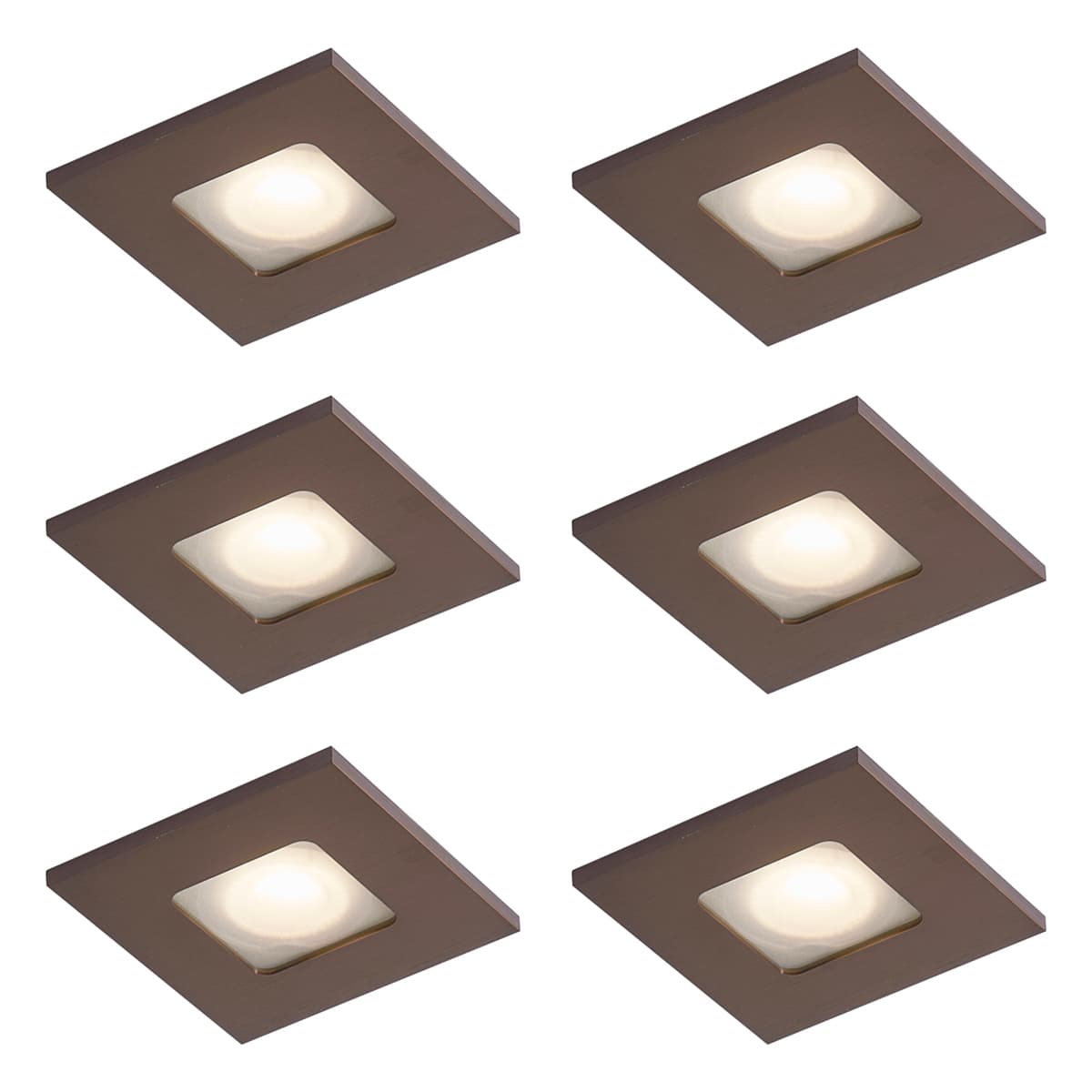Sada 6 moderných zapustených bodových svetiel tmavý bronz štvorcové IP44 - Qure 1